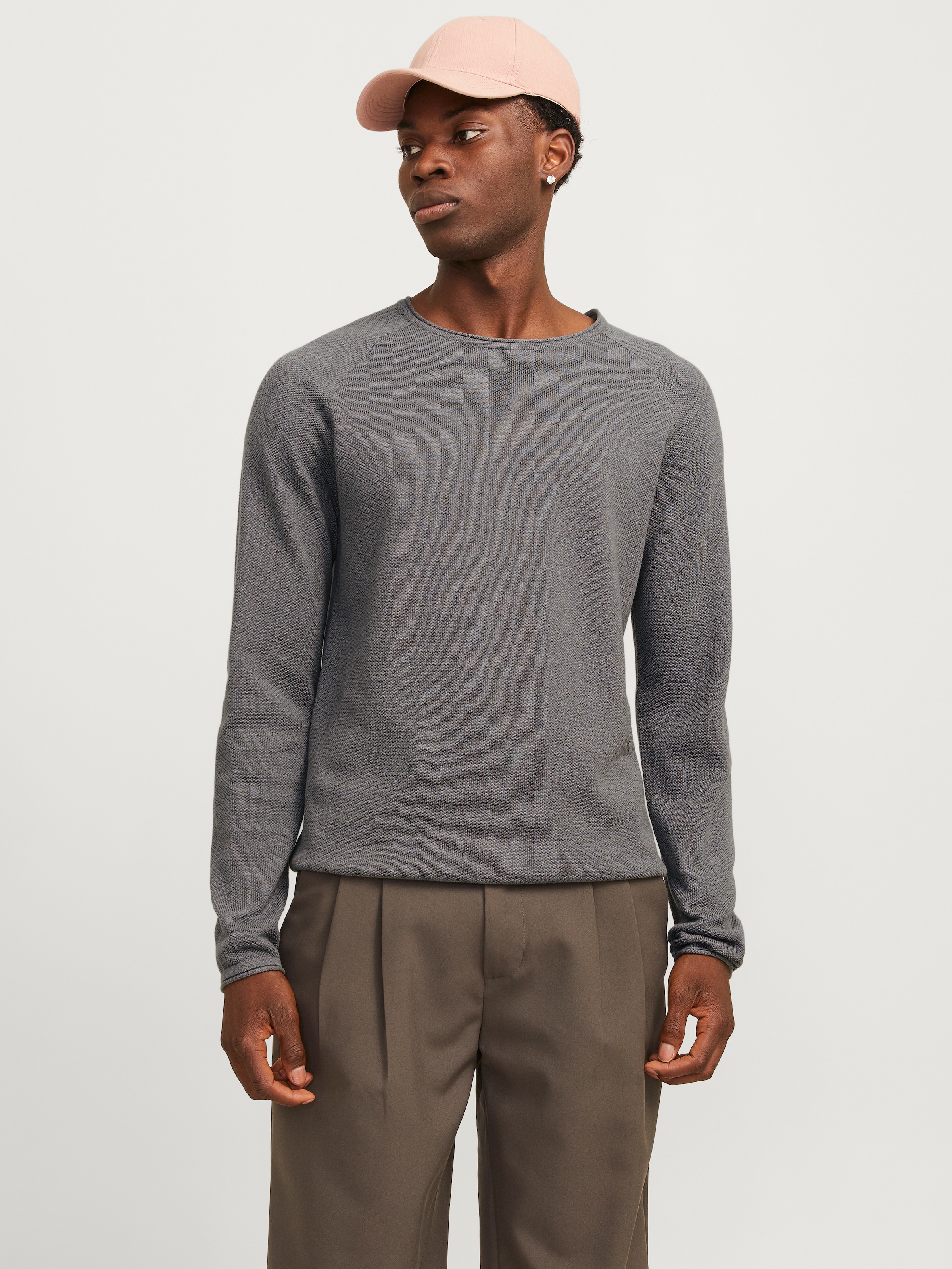 Jack & Jones Rundhalspullover »JJEHILL KNIT CREW NECK NOOS«, aus Strukturstrick