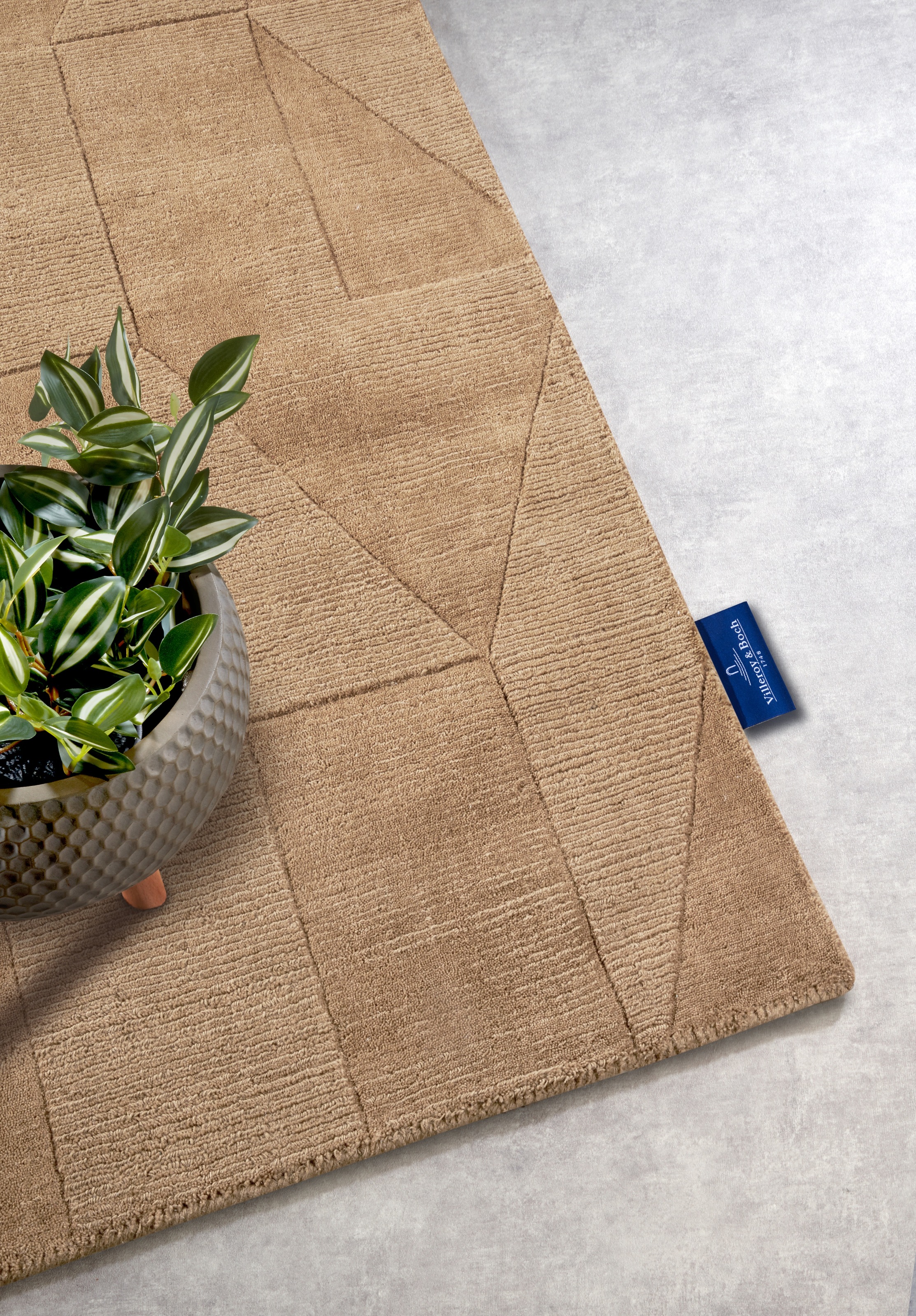 Villeroy & Boch Wollteppich »Ursule«, rechteckig, 10 mm Höhe, Läufer, handgewebt, Wolle, Natur, Wohnzimmer, Geometrie, Boho