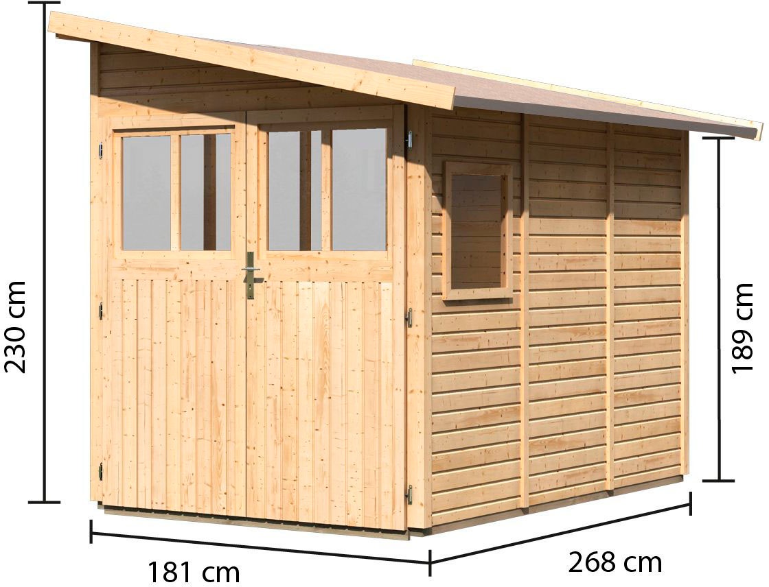 Karibu Gartenhaus »Wurmberg 3«, terragrau oder naturbelassen