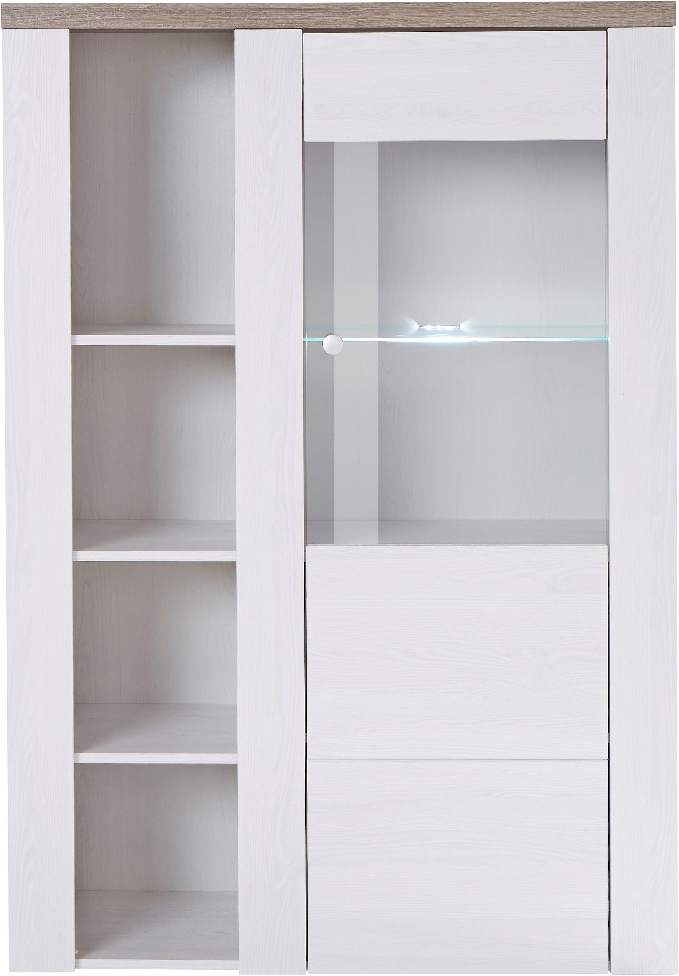 Home affaire Vitrine »Larona, zeitlose Glasvitirne, Hochschrank Höhe 205,6 cm«, Stauraumvitrine mit dekorativer Rahmenoptik