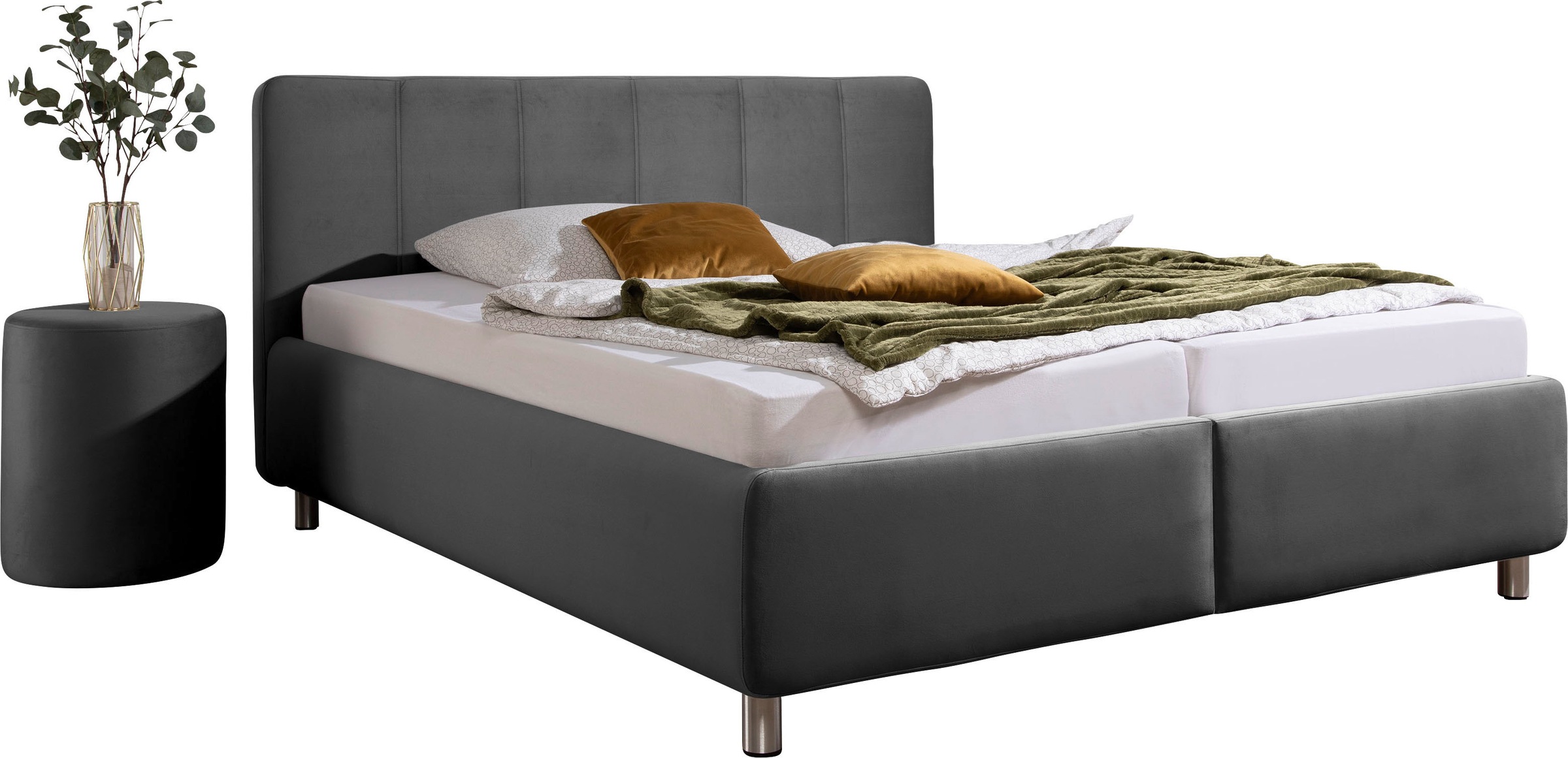 Maintal Polsterbett "Wiesenblick, in Samt &Struktur erhältlich" mit Bettkas günstig online kaufen