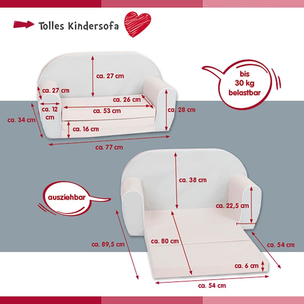 Knorrtoys® Sofa »Cosy, Heart Rose«, für Kinder; Made in Europe