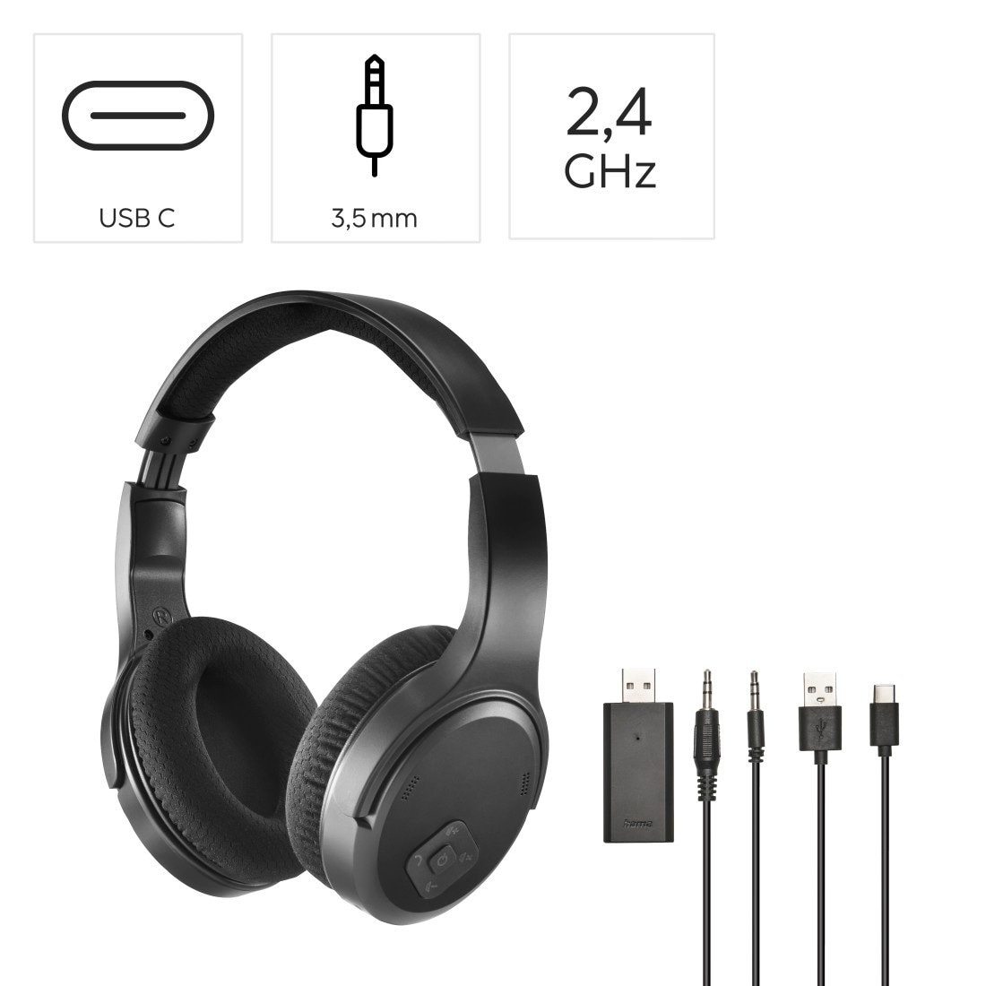Hama HiFi-Kopfhörer »TV-Kopfhörer (kabellos, 2,4-GHz-Verbindung, 16 h Akku, Voice-Mode)«