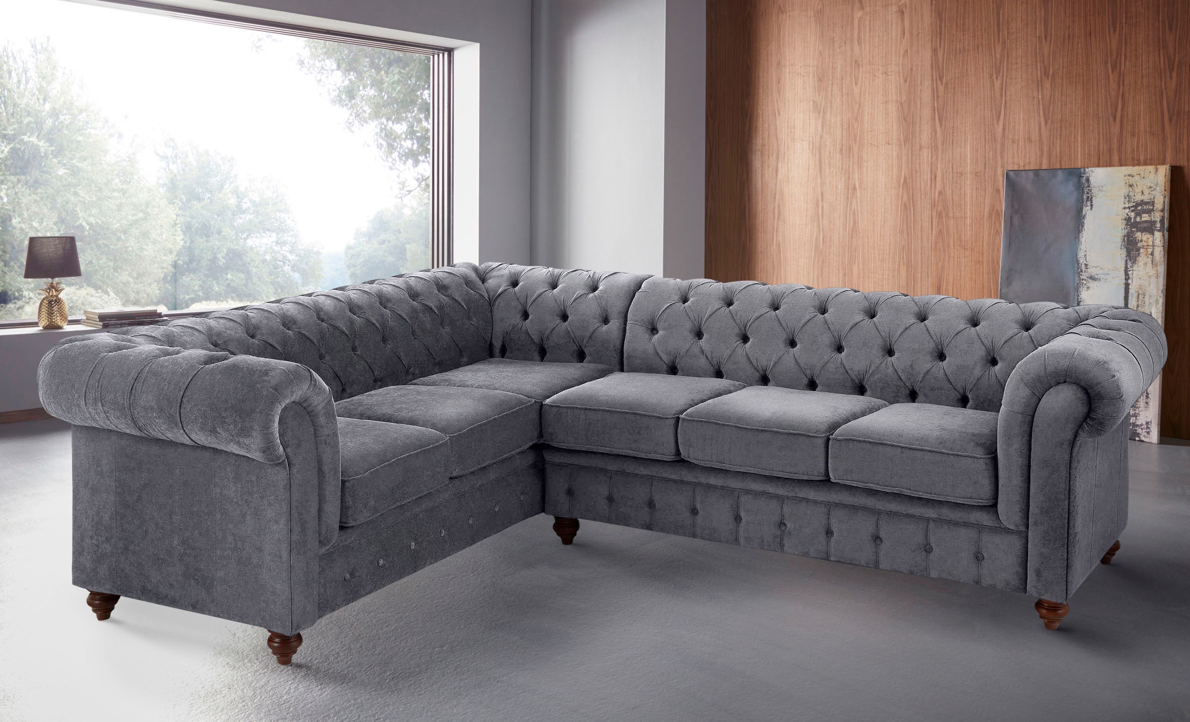 Home affaire Chesterfield-Sofa »Chesterfield Ecksofa, auch in Leder L-Form«, hochwertige Knopfheftung, langer Schenkel links oder rechts wählbar