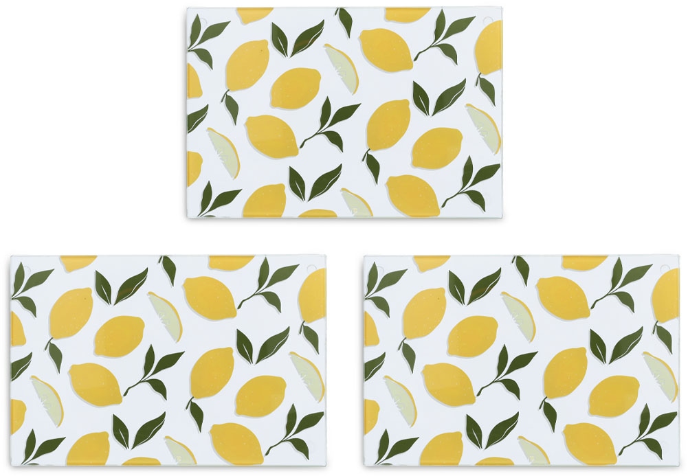 Zeller Present Schneidebrett »Glasschneideplatte "Lemons", 3er Set«, (Set, günstig online kaufen