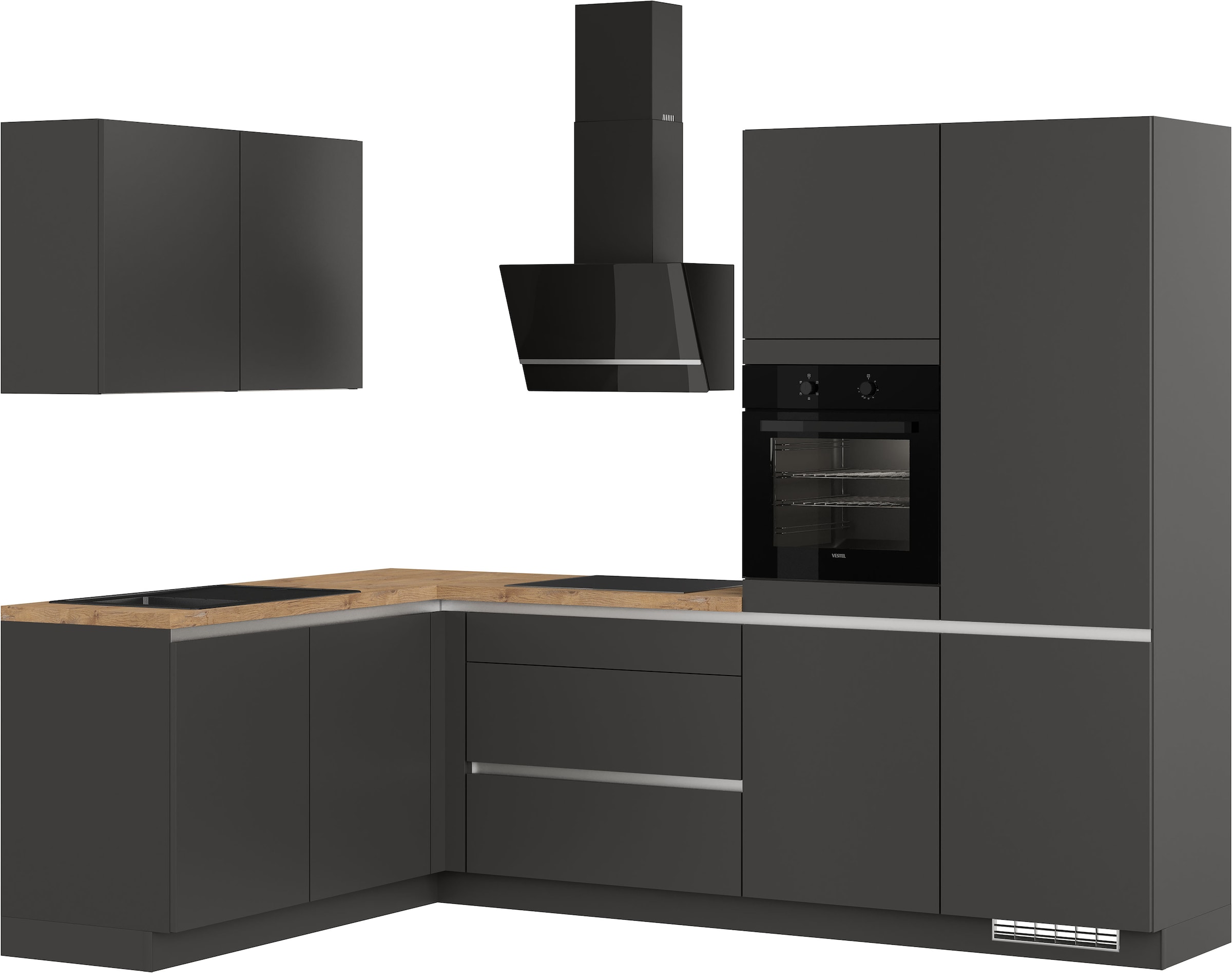IMPULS KÜCHEN Winkelküche »"Dublin", Ausrichtung wählbar, Schubkästen mit Soft-Close,«, vormontiert, wahlweise mit E-Geräten, mit Vollauszug, Breite 460 cm