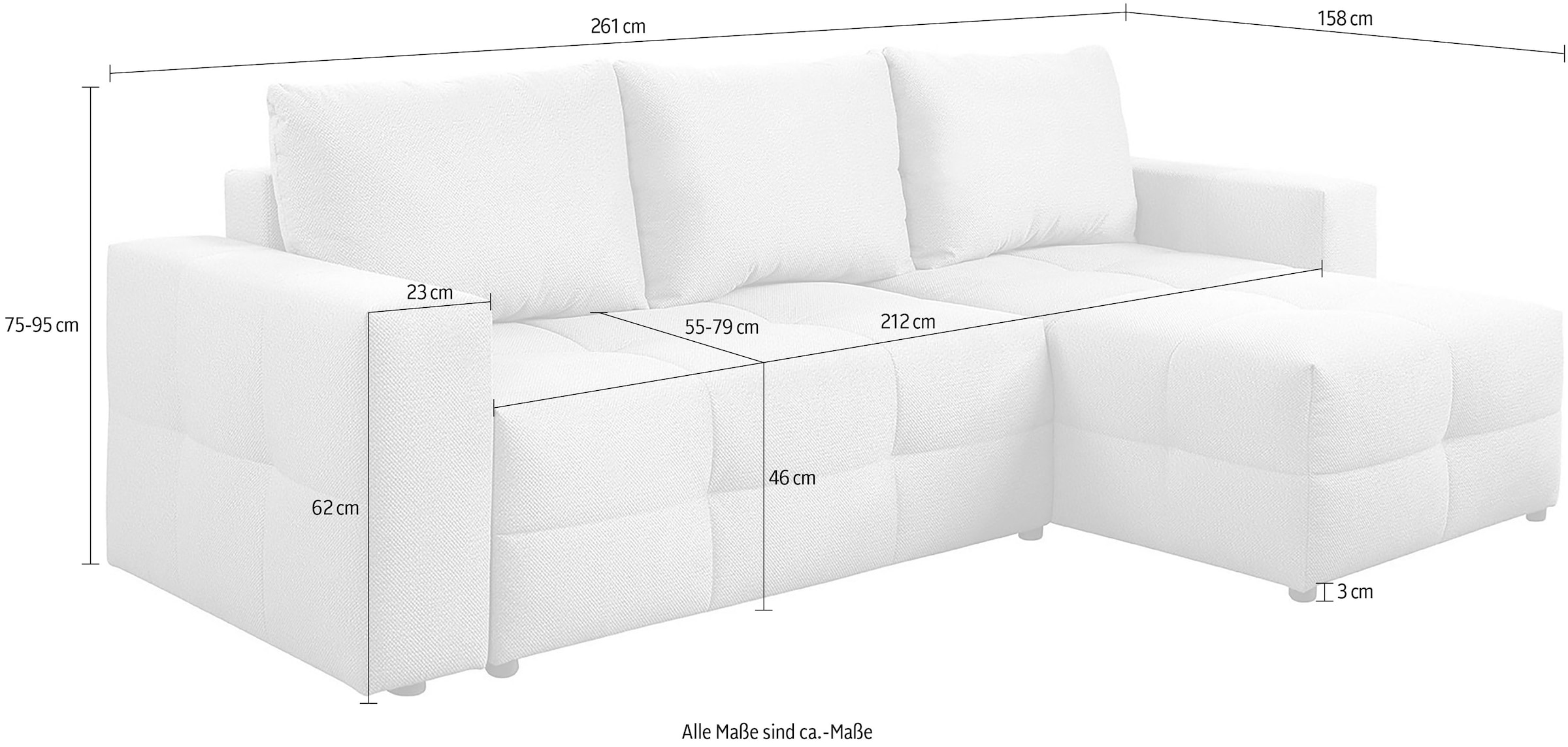 exxpo - sofa fashion Ecksofa Praktische Funktionsecke mit Federkern, Bettfunktion und Stauraum