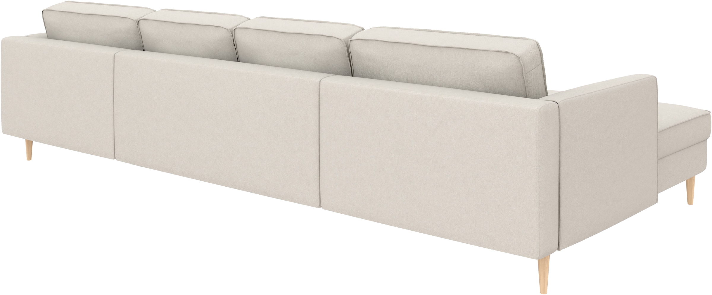 Home affaire Wohnlandschaft »Booster, whlw. mit Schlaffunktion & Bettkasten, Fuß Buche lackiert« Sofa in U-Form, Breite 305 cm, in Cord oder Struktur