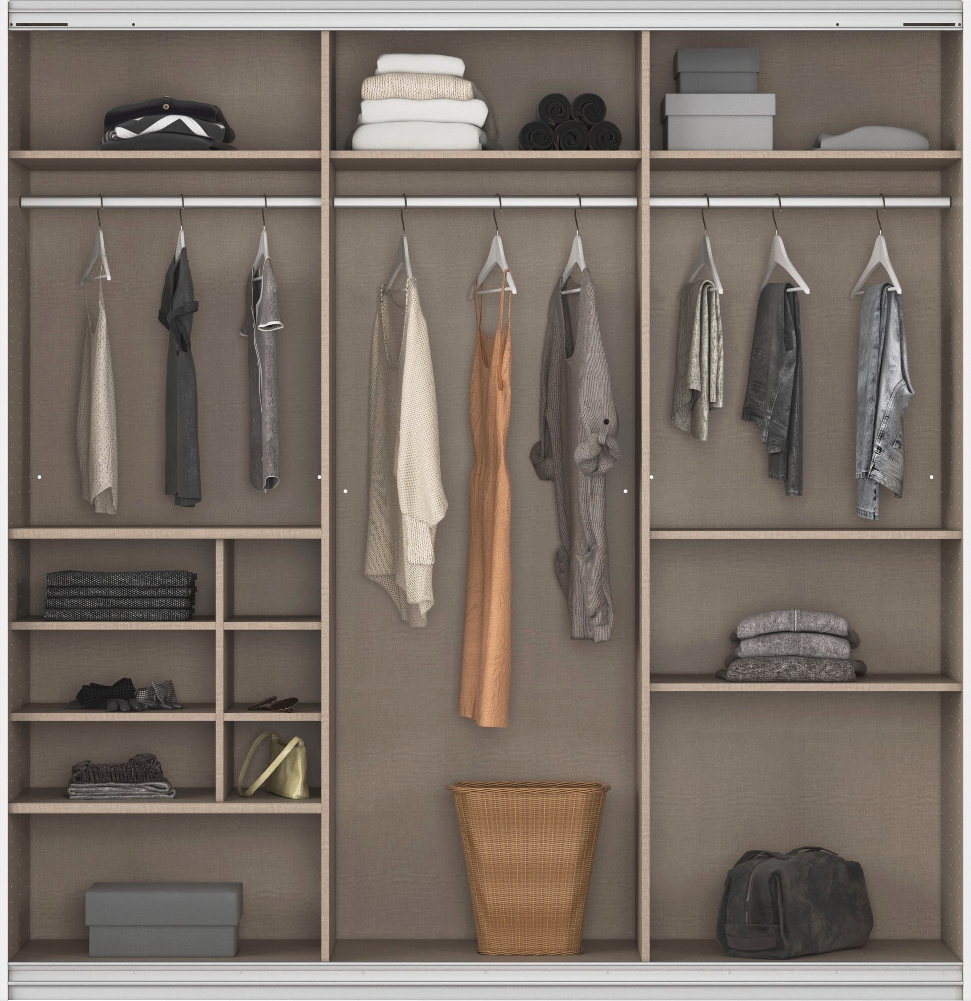 rauch Schwebetürenschrank »Kleiderschrank Schrank Garderobe Wäscheschrank TOMA«, inkl. Regaleinsatz sowie zusätzlichen Einlegeböden MADE IN GERMANY