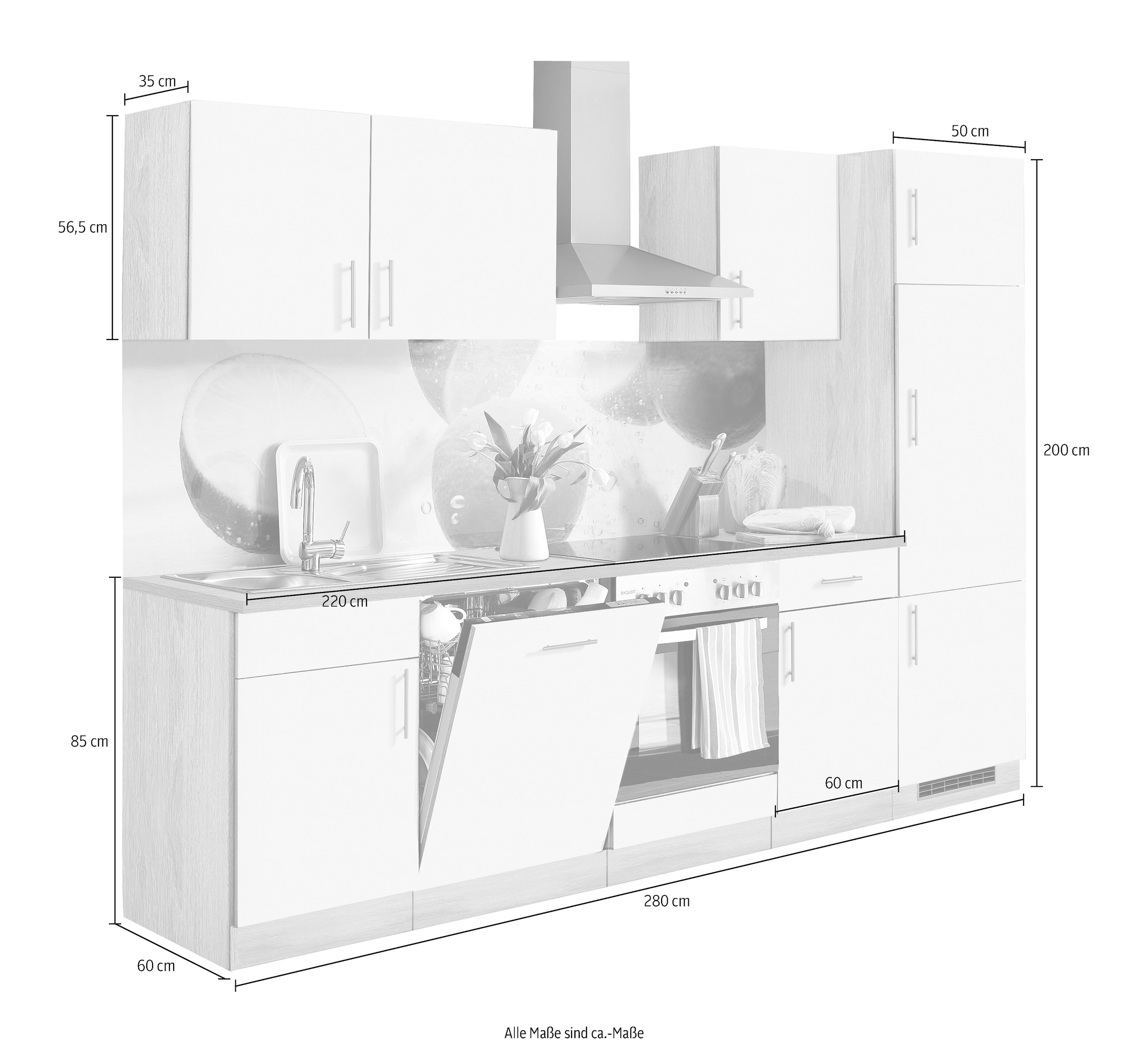 wiho Küchen Küchenzeile Geschirrspüler, »Kiel«, Breite auf cm 280 inkl. Raten E-Geräten, kaufen mit