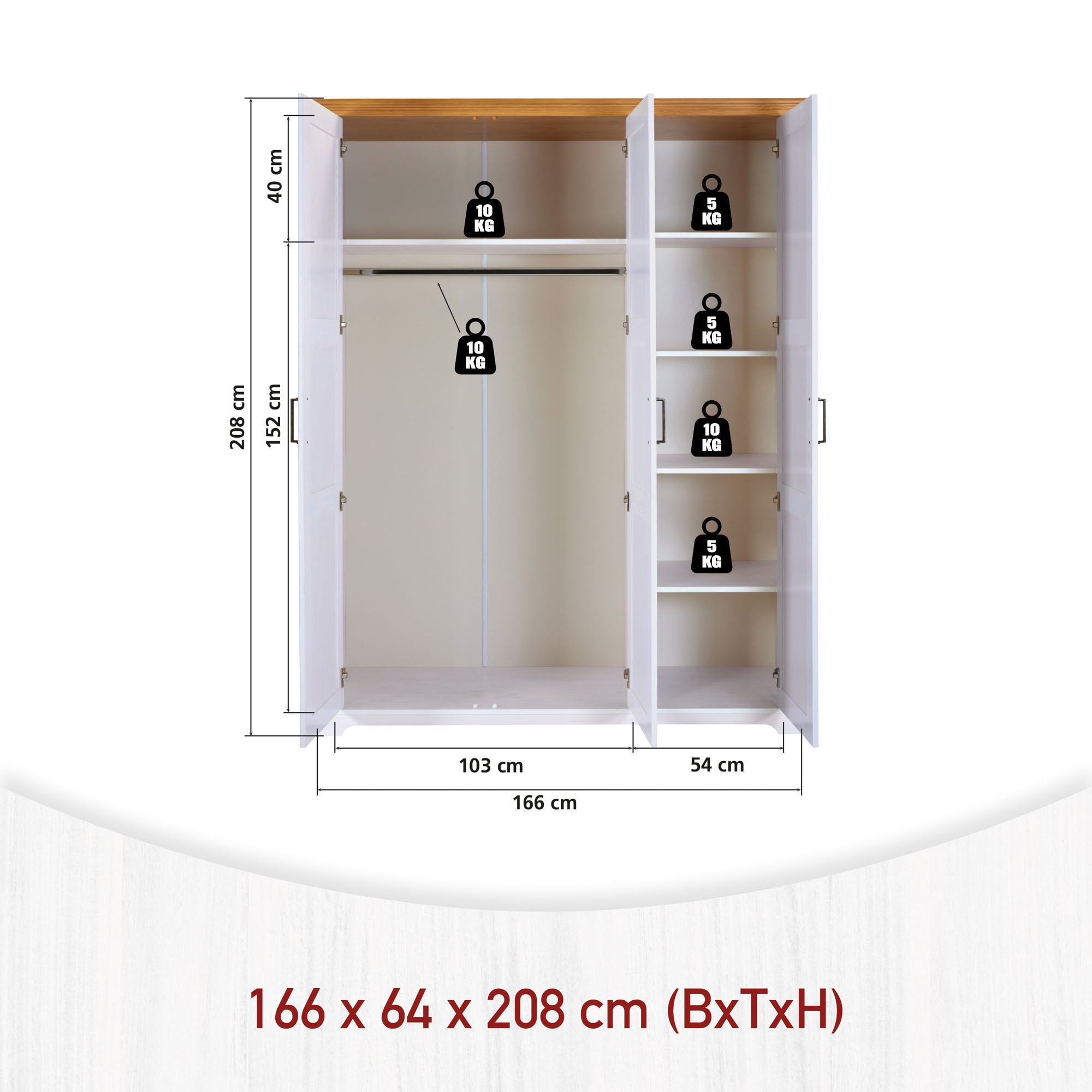 Inter Link Drehtürenschrank »Kleiderschrank Maluno« 1 Stk. tlg. Kiefer Massiv, Soft-Close, BxTxH: ca. 166,40 x 64 x 208 cm