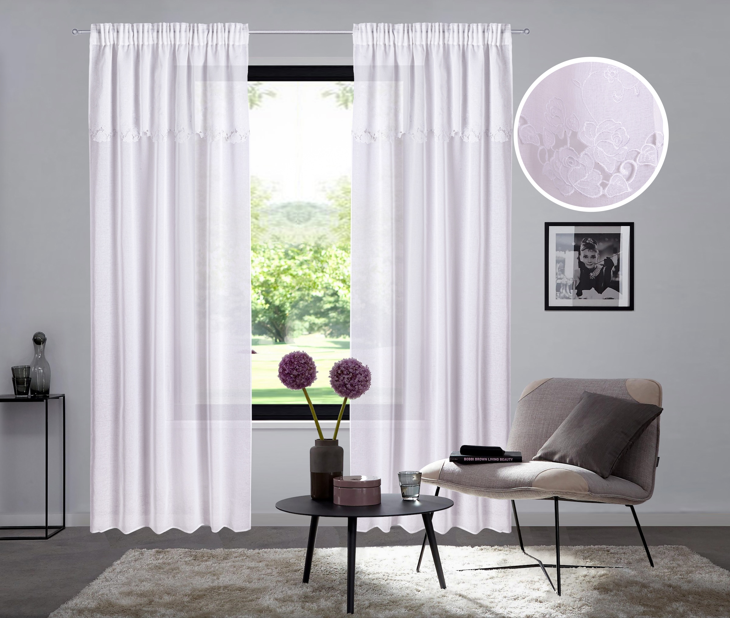 Home affaire Gardine »Riedbach« Multifunktionsband 1 Stk. tlg. mit floraler günstig online kaufen