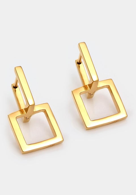 Elli Paar Creolen »Schmuck Geschenk Silber 925 Ohrringe Eckig Quadratisch Geo, 0301480320«
