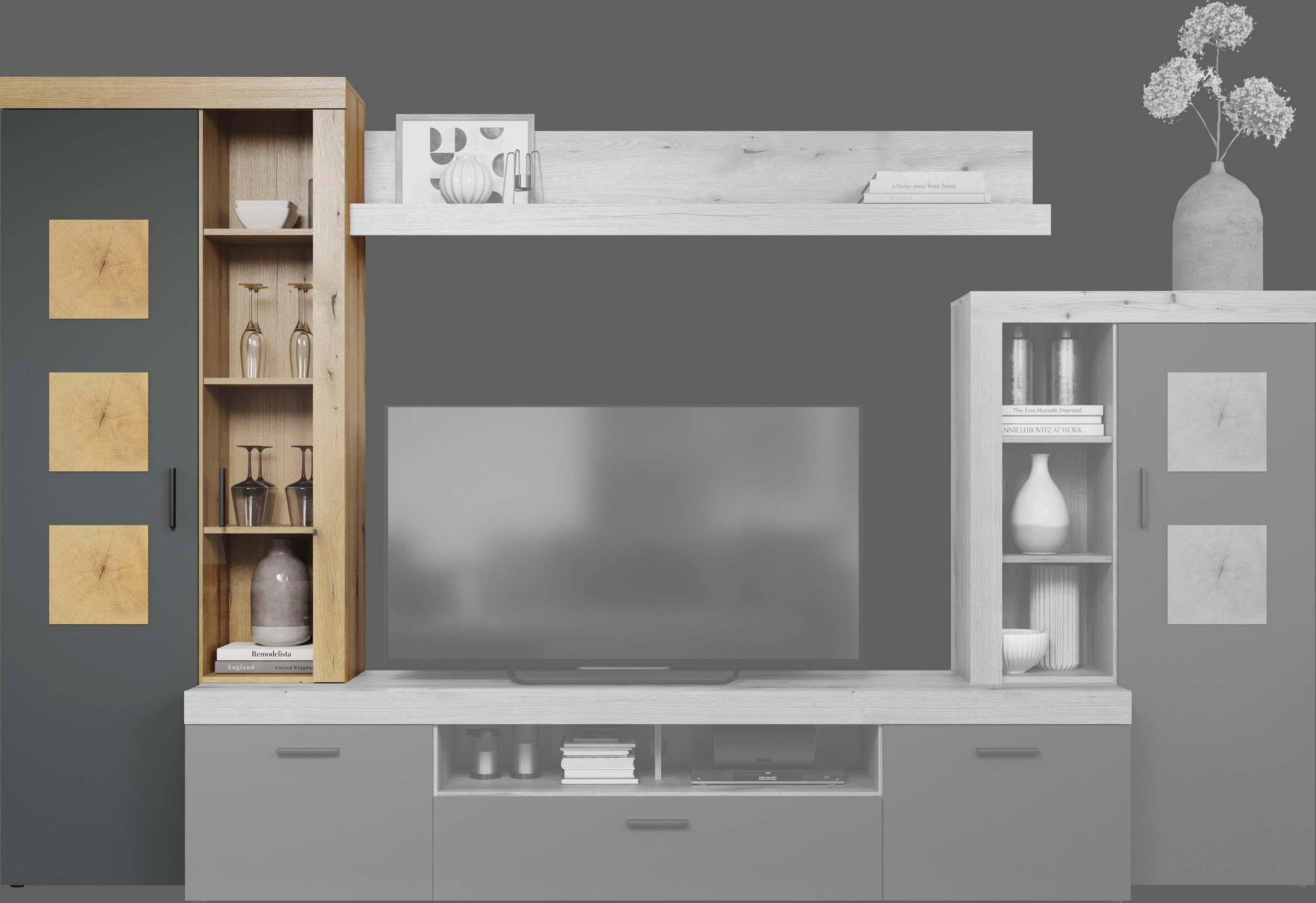 Home affaire Stauraumvitrine »Ghent«, (Packung, 1 St.), Mit Hirnholzapplikationen