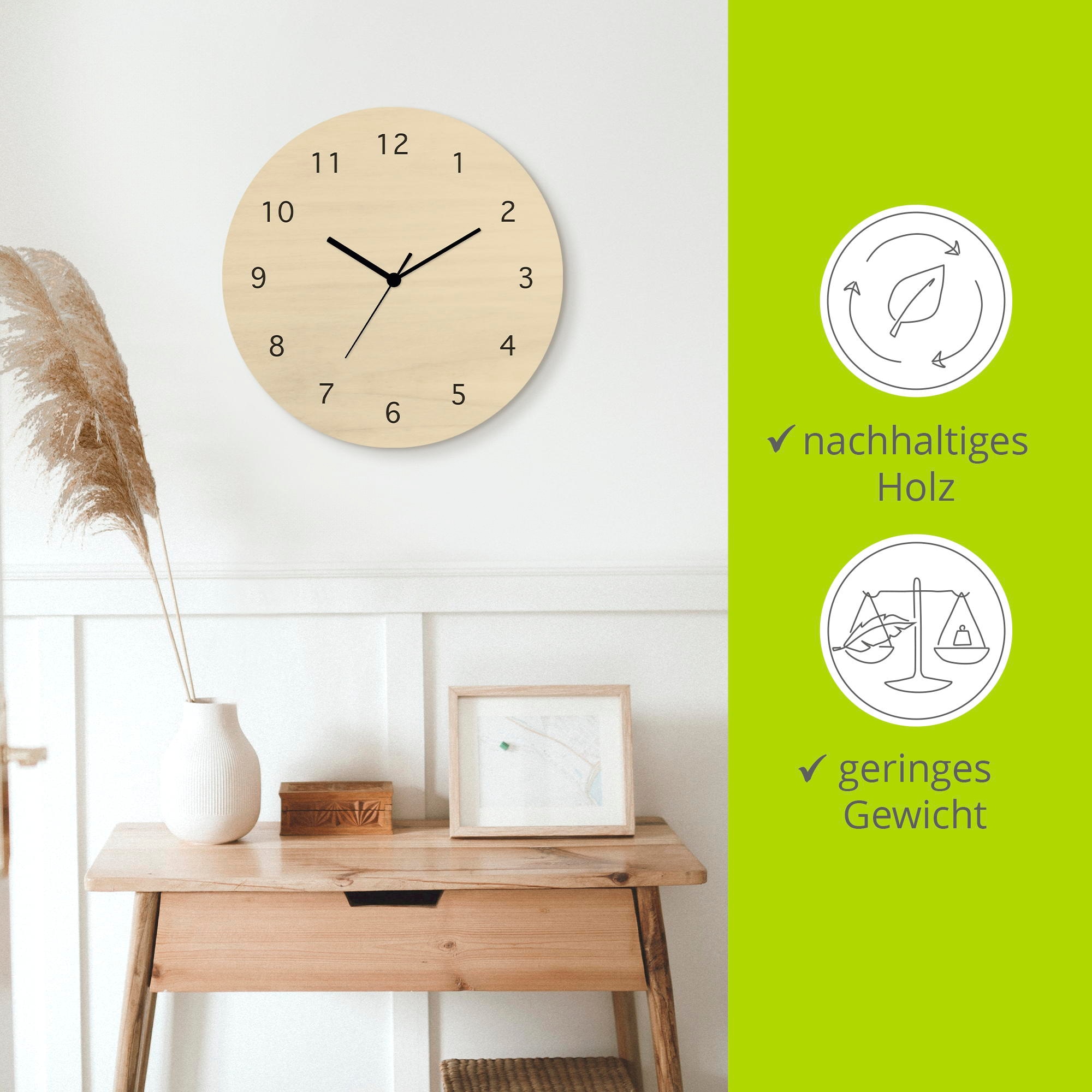 Artland Wanduhr »Ewige Einfachheit« wahlweise mit  Quarz- oder Funkuhrwerk, lautlos ohne Tickgeräusche