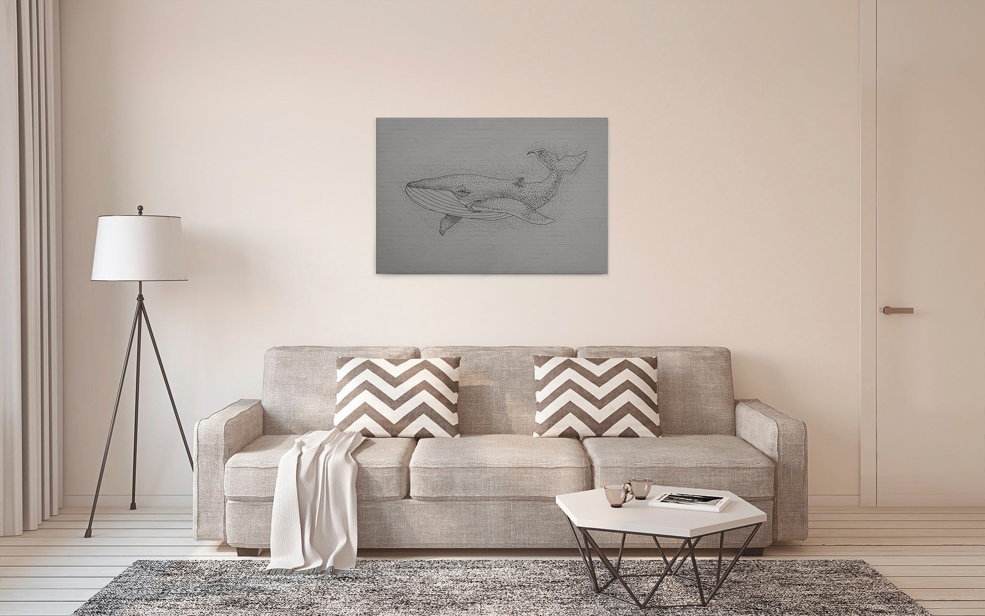 A.S. Création Leinwandbild »titan« Kunst | Tiere 1 Stk. tlg. Schwarz-Weiß Zeichnung Wal Keilrahmen Leinwand-Bild Wohnzimmer modern