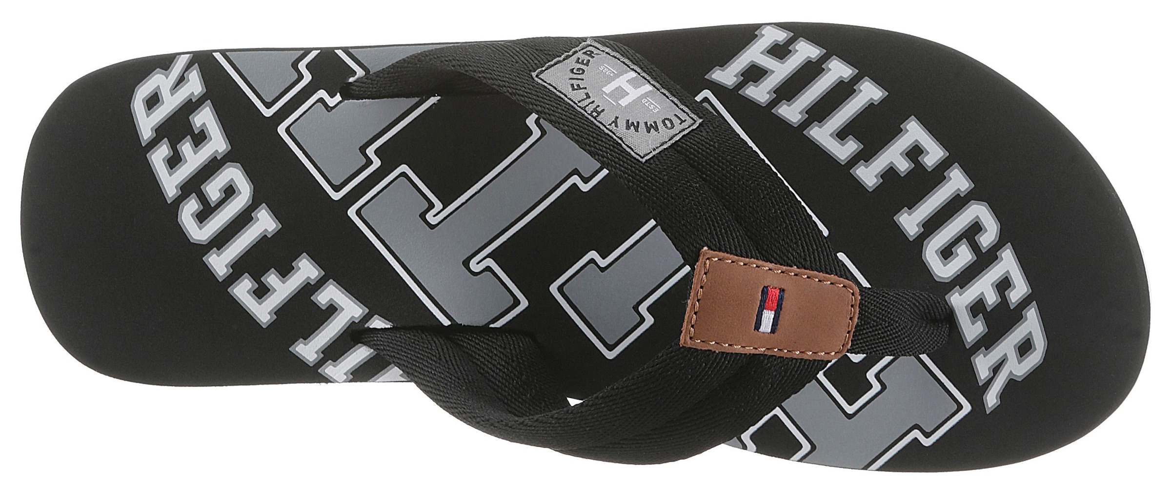 Tommy Hilfiger Zehentrenner »ESSENTIAL TH BEACH SANDAL«, Sommerschuh, Schlappen, Poolslides, Badeschuh, mit Logo Print