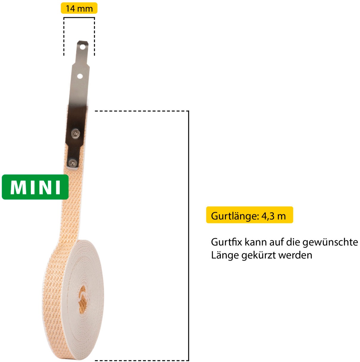 SCHELLENBERG Reparatur-Set »Rollladen Gurtfix für das Rollladensystem Mini«, für alte Gurtbänder in unterschiedlichen Farben, 14 mm x 4,3 m