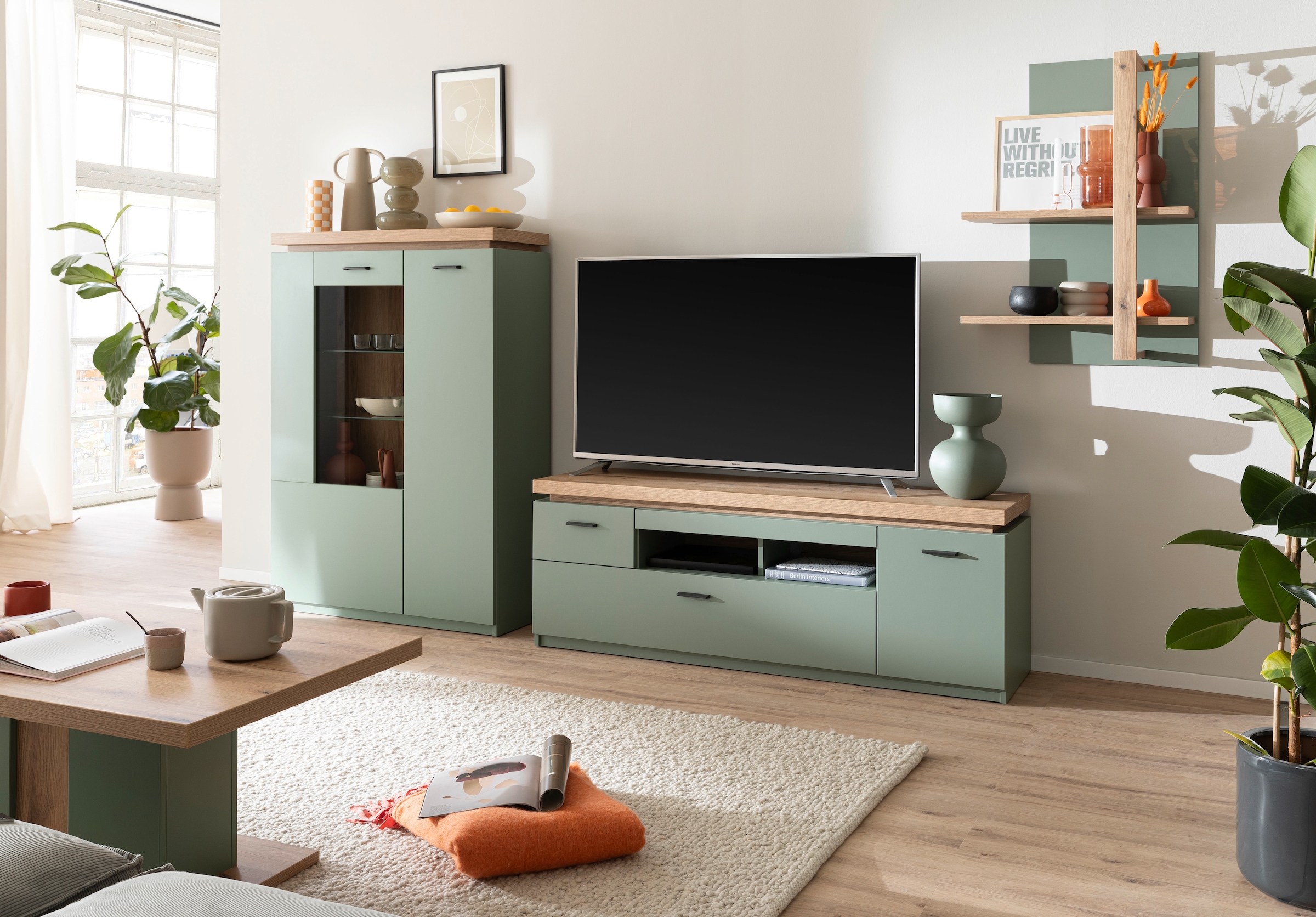 MCA furniture Wohnwand »MONIZ Wohnkomination 2«, (Komplett-Set, 3 St.), Türen/ Schubkästen gedämpft
