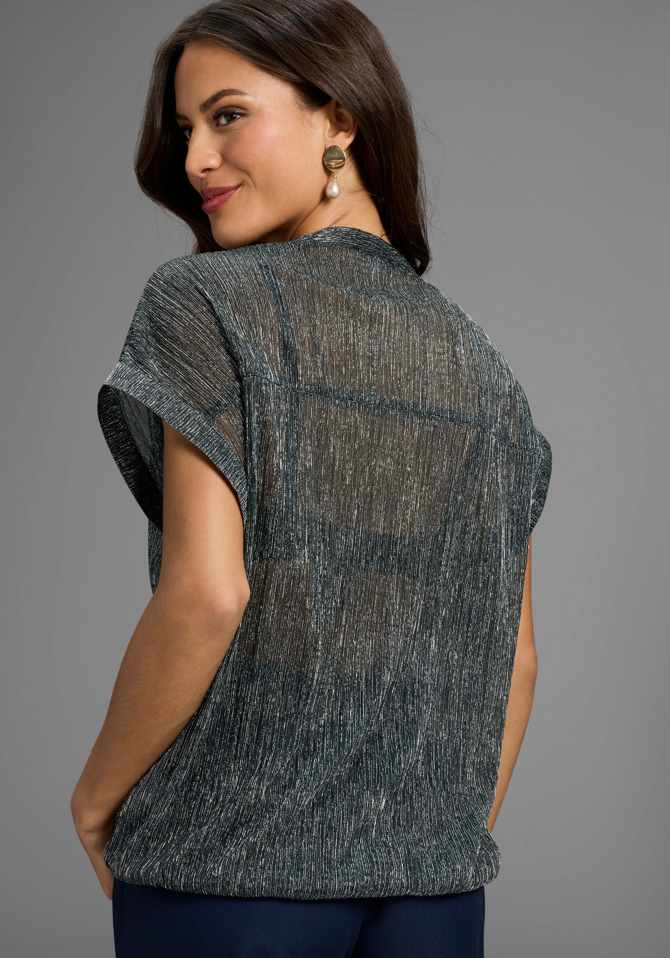 Laura Scott Kurzarmbluse in festlicher Glitzeroptik