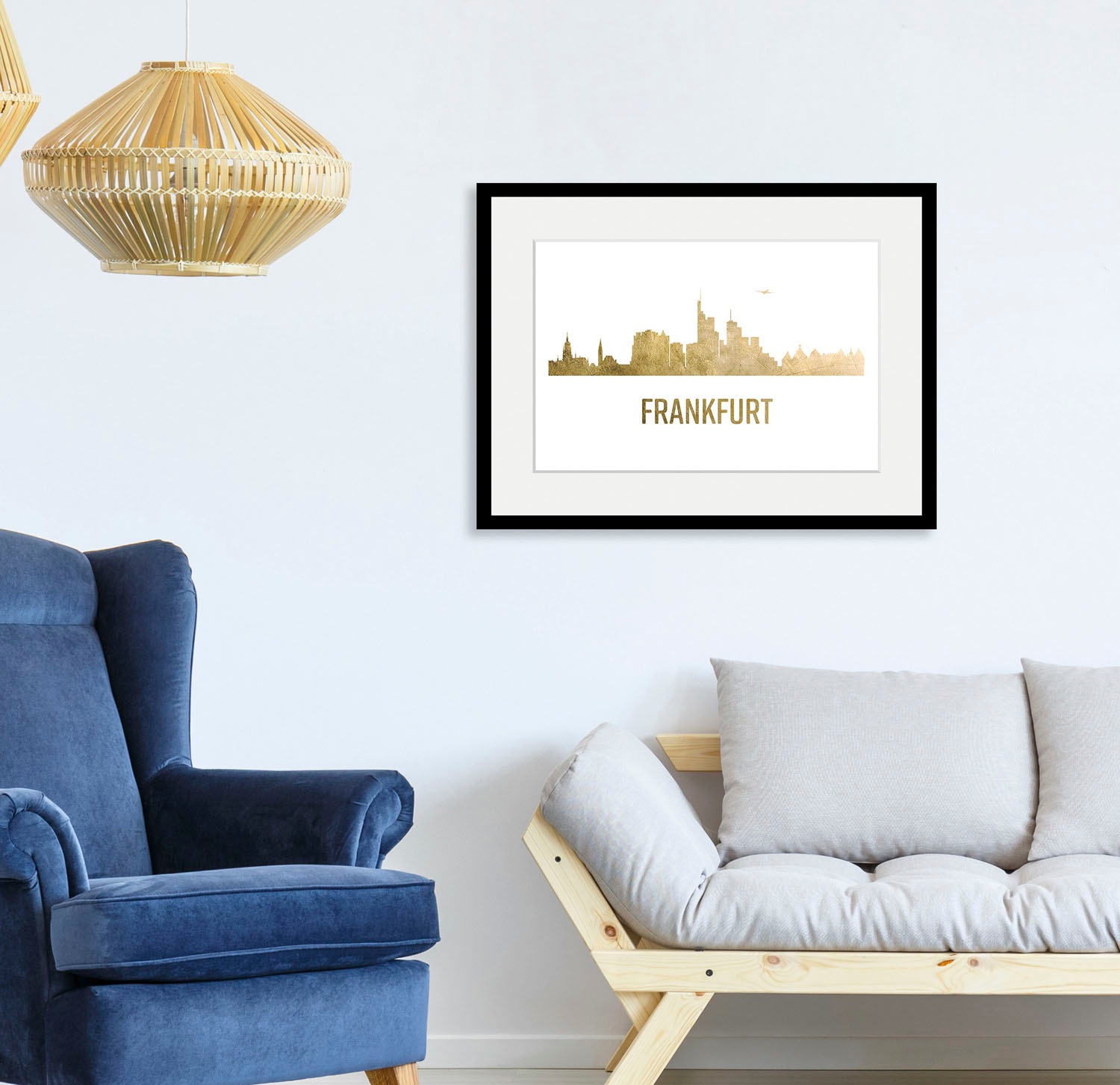 queence Bild »Frankfurt Skyline GOLD«, Städte-Stadt-Deutschland-Kirche-Gebä günstig online kaufen