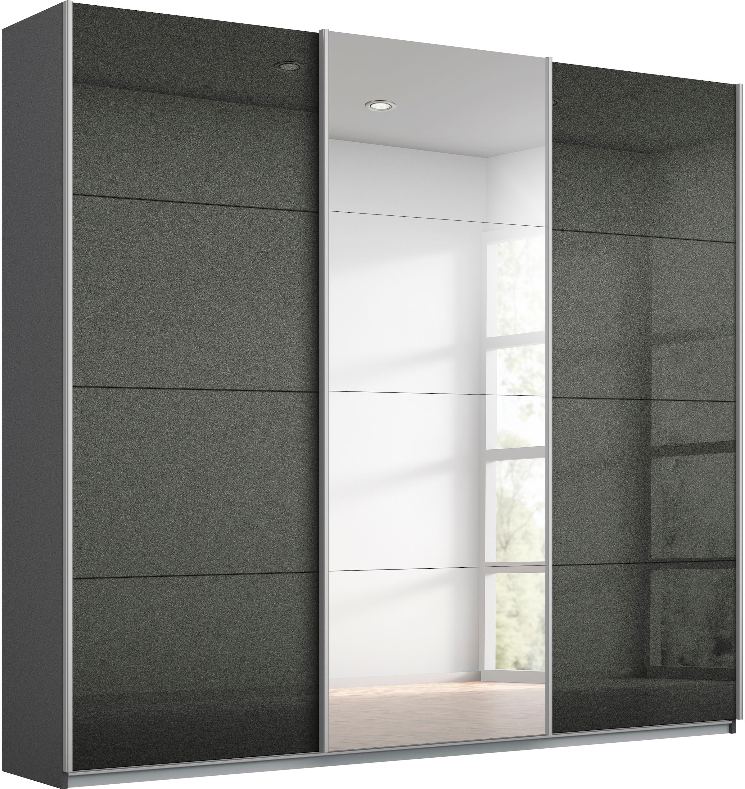 rauch Schwebetürenschrank »Kleiderschrank Schrank Garderobe KOLUNA Hochglanz-Front und Spiegel« 3 Ausstattungen BASIC/CLASSIC/PREMIUM (inkl. SOFT-CLOSE-FUNKTION),  Breiten 203/271/315/360 cm Höhen 210/229 cm MADE IN GERMANY