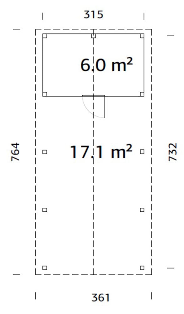 Palmako Einzelcarport »Robert mit Geräteraum« Massivholz 291 cm natur