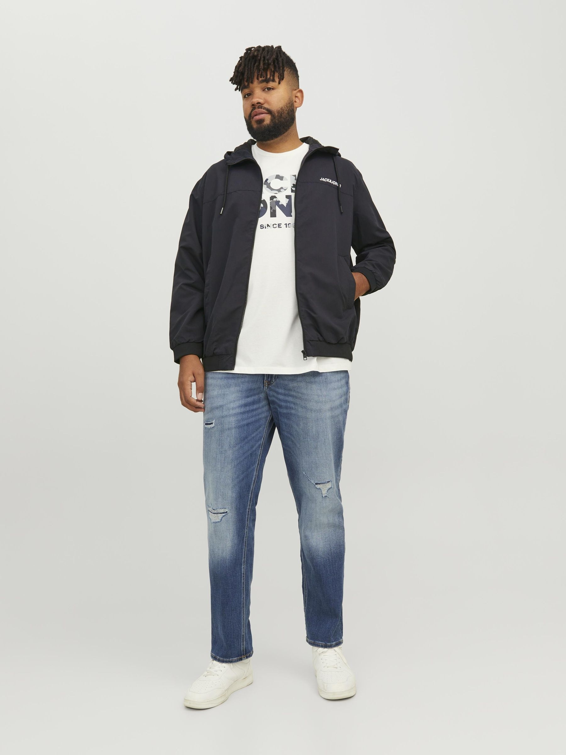 Jack & Jones PlusSize Bomberjacke »JJERUSH HOOD BOMBER NOOS PLS«, mit Kapuze