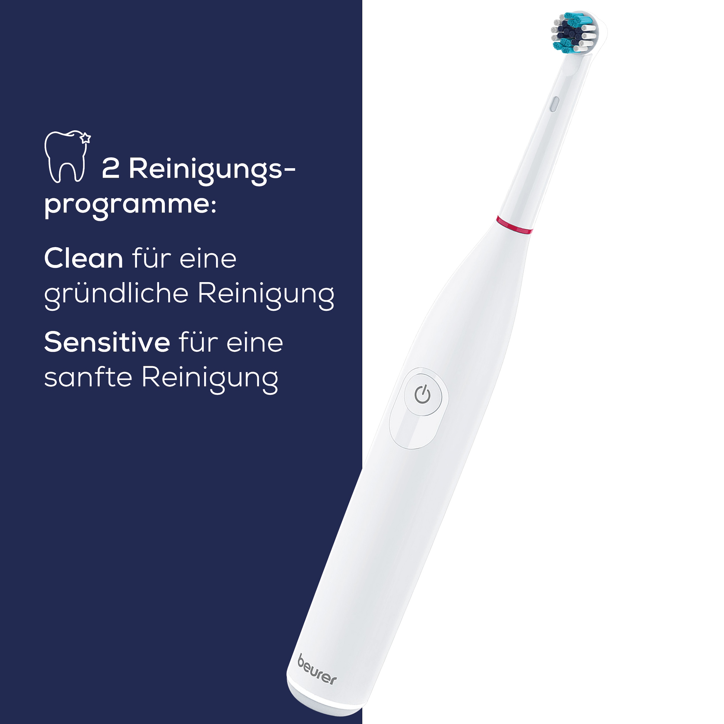 BEURER Elektrische Zahnbürste »TB 30, Elektrische Zahnbürste zur Plaque-Entfernung mit Timer«, 1 St. Aufsteckbürsten, 2 Reinigungsprogramme und 2-Minuten-Timer, effektive Plaque-Entfernung