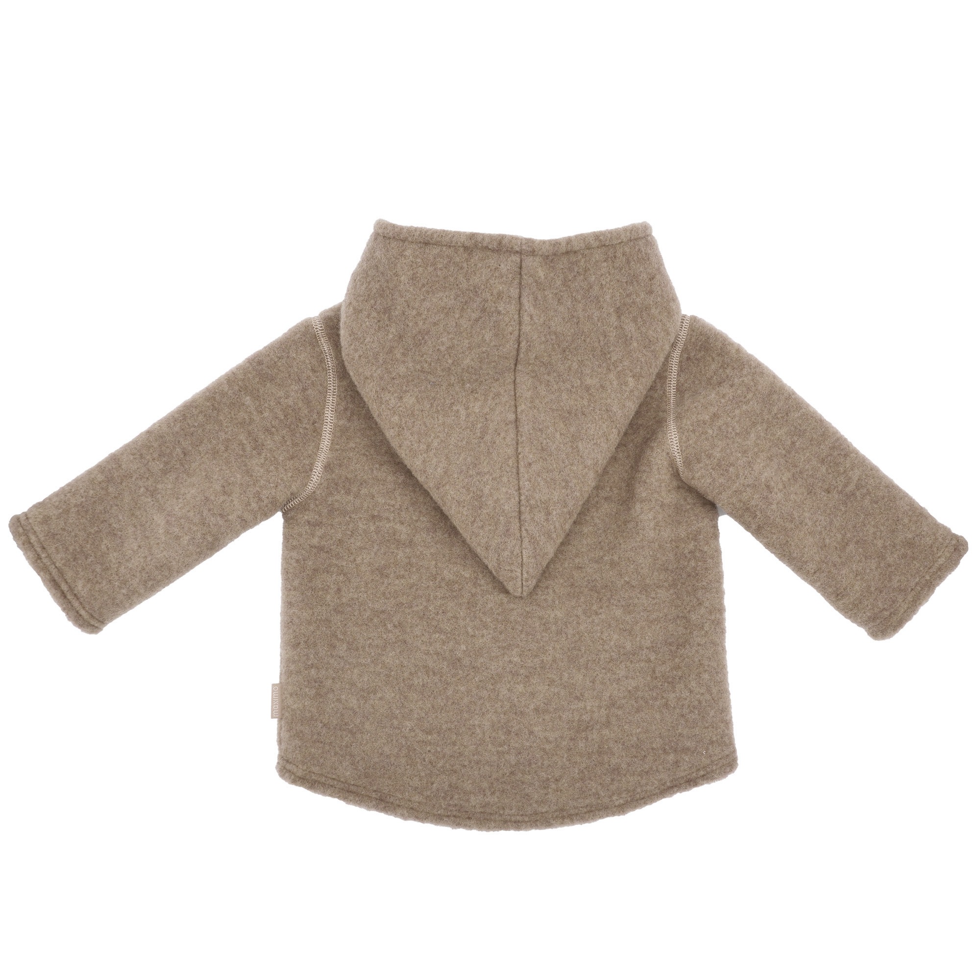 MAXIMO Fleecejacke, mit Kapuze, aus Wolle, wärmend, atmungsaktiv, zum knöpfen, gefüttert, mit Kapuze