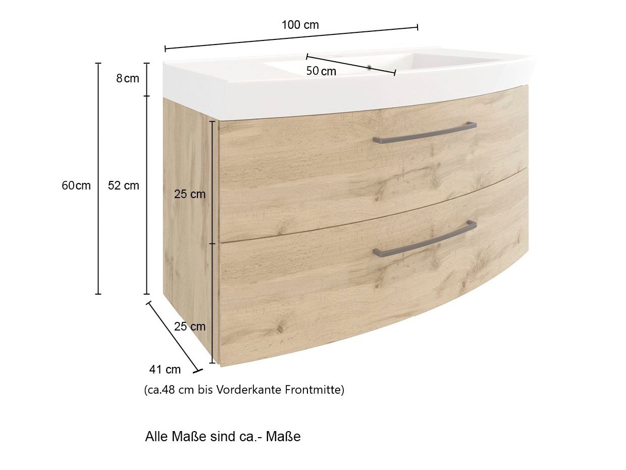 welltime Waschbeckenschrank »Chicago«, Badmöbel, Waschtisch, Breite 100 cm, mit Softclose