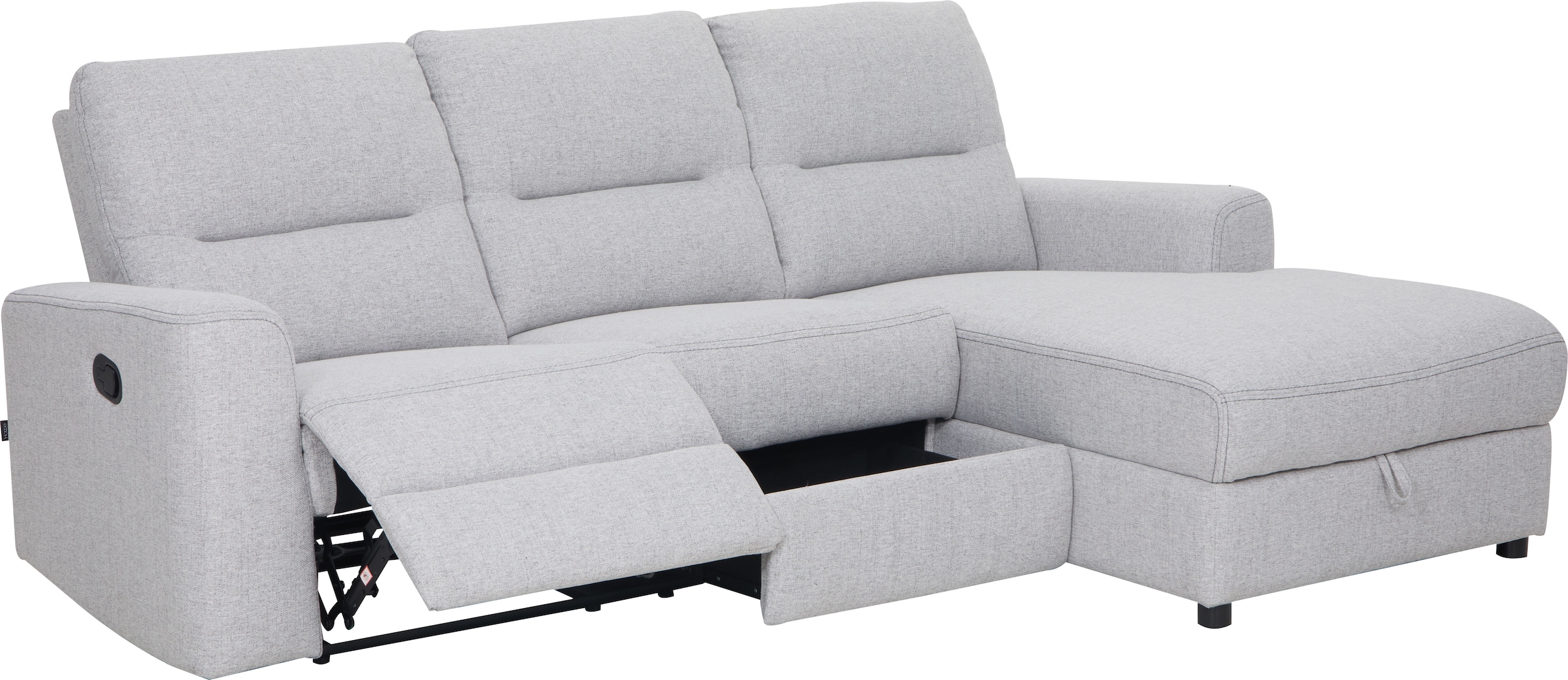 Home affaire Ecksofa »VENOIR, L-Form, 250 cm, manuelle u. elektrische Funktion (m. USB A/C)«, Stauraum unter der Recamiere, 2. Staufach, Federkern