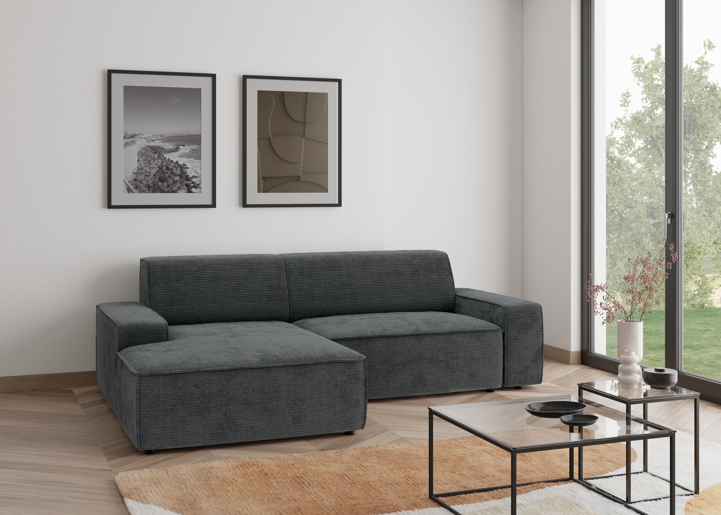 TRENDMANUFAKTUR Ecksofa »Graz, wahlweise mit Sitzvorschub und Bettkasten, L günstig online kaufen