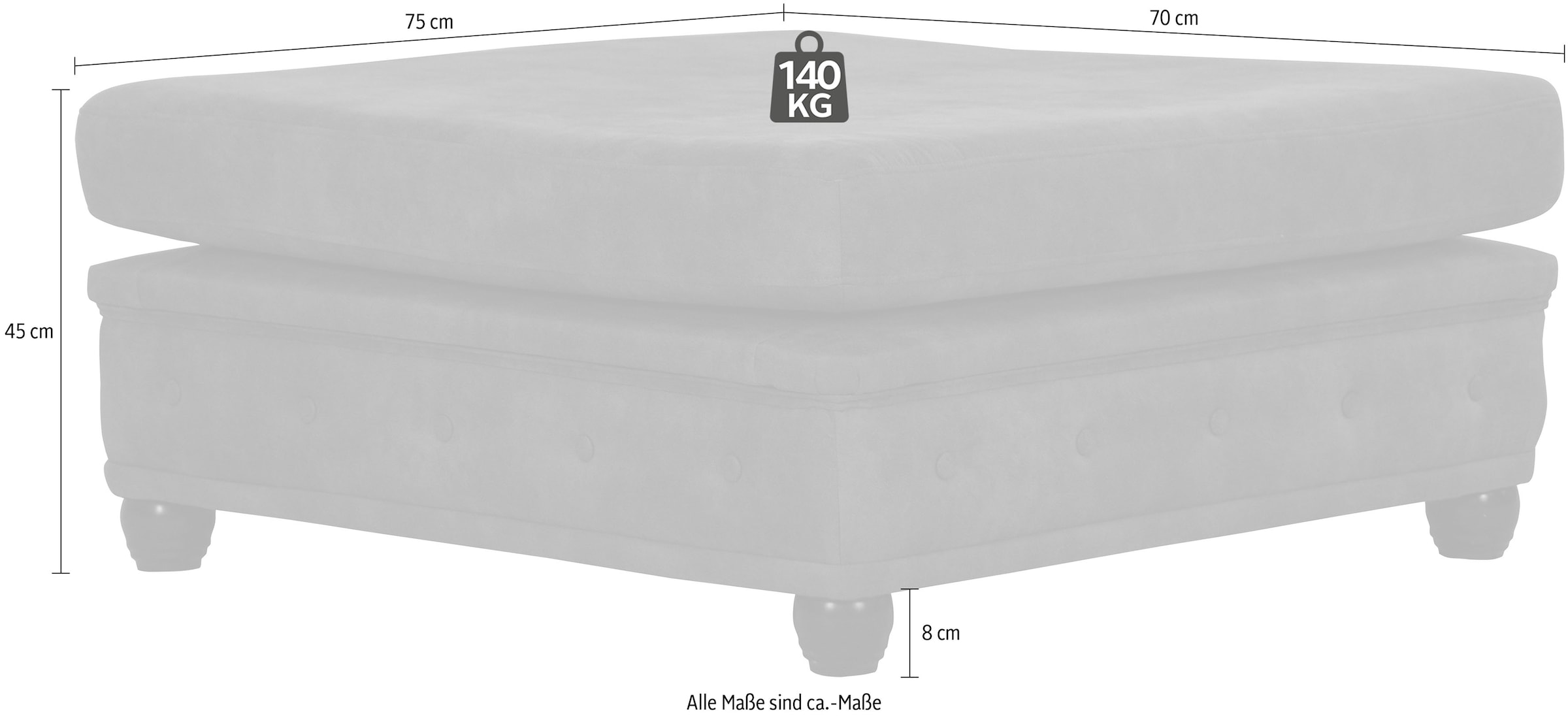 Home affaire Polsterhocker »Rysum«, passend zur Serie "Rysum" B/T/H: 75/70/45 cm