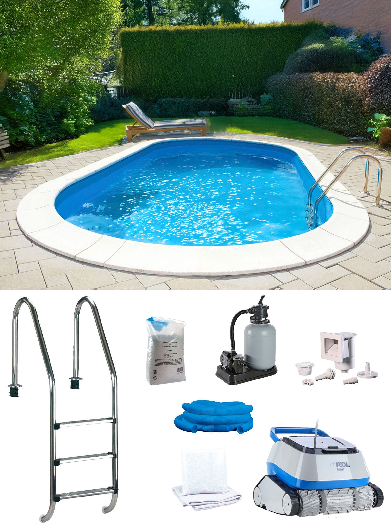 my POOL BWT Ovalpool »POWER, BxLxH: 400x800x150 cm« in 2 Folienfarben erhältlich, inkl. Poolroboter POWER ONE4ALL