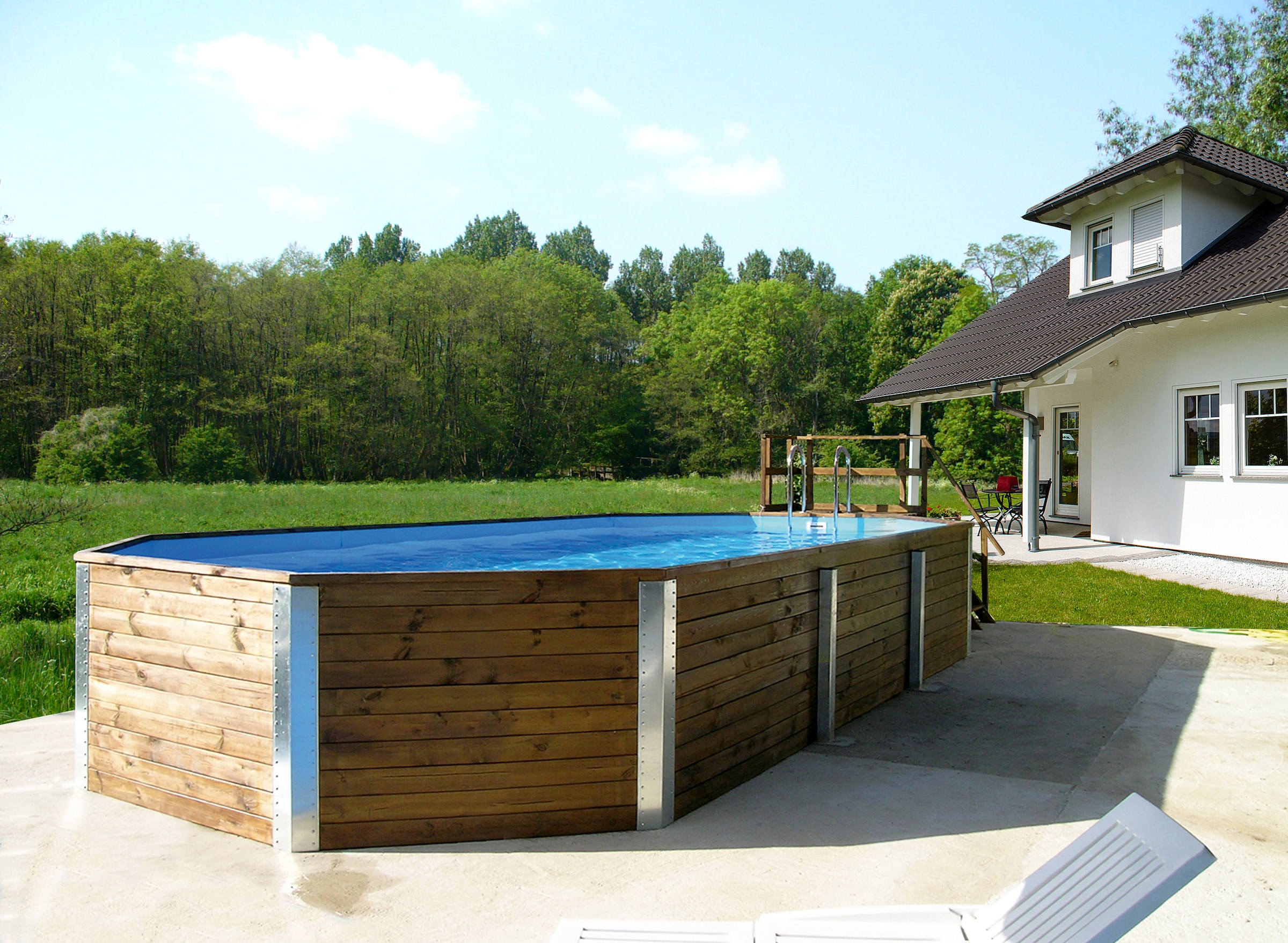weka Achteckpool »MALI 4 + mit Technikraum, Edelstahlleiter & Wasserpflege-Set«, (Set, 12 tlg.), BxLxH: 376x714x116 cm