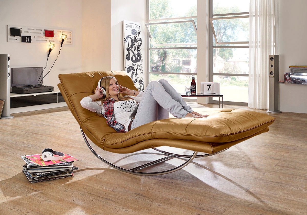 W.SCHILLIG Relaxliege »daily dreams«, in Waffelkissen-Optik, Schaukelgestell Chrom glänzend, in 2 Breiten