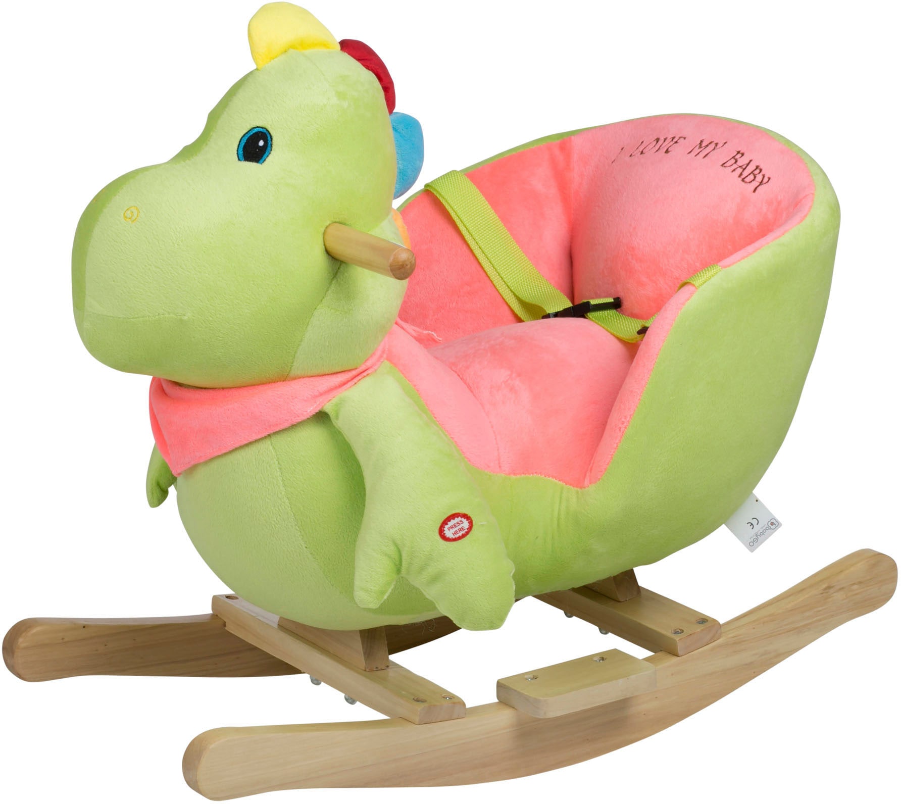 BabyGo Schaukeltier »Rocker Dino«, mit Kufen und Griffen aus Birkenholz