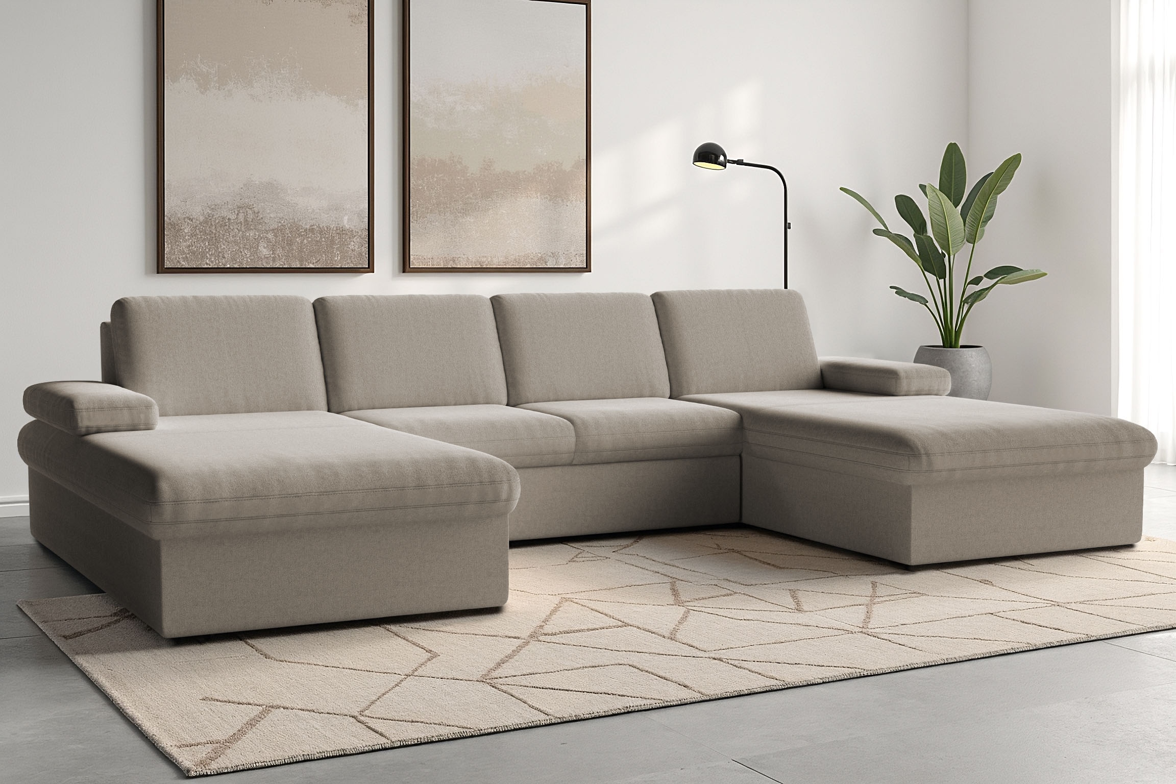 sit&more Wohnlandschaft »Moreno U-Form, B: 309 cm« mit Armteilverstellung, optional Bettfunktion