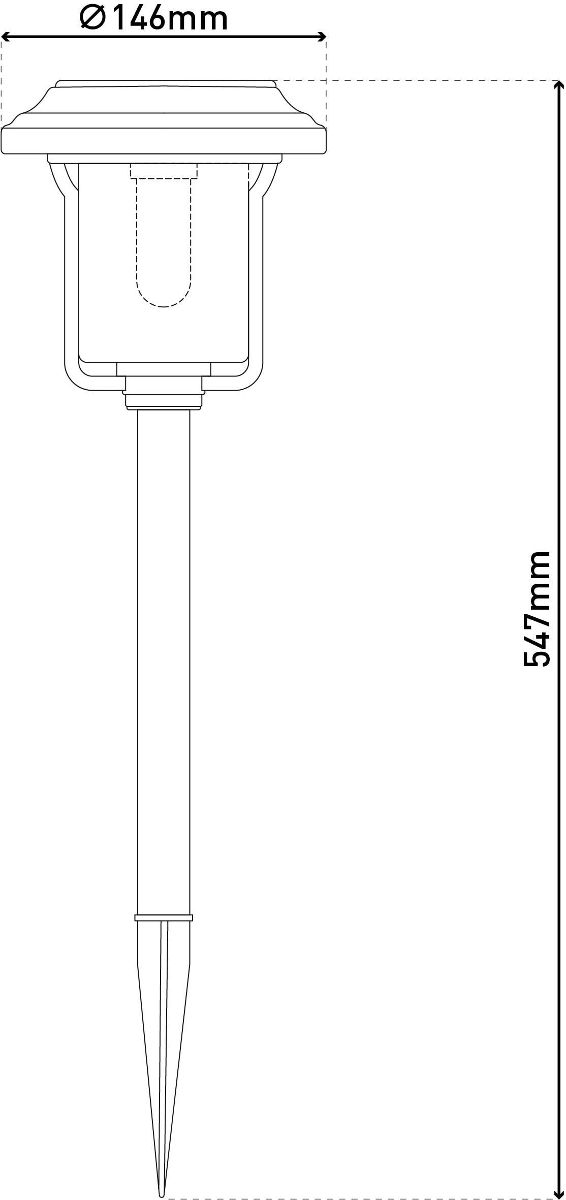 näve LED Solarleuchte »Simon«, 1 flammig, Leuchtmittel LED-Modul | LED fest integriert, Spieß schwarz, strukturierter Glasschirm, H: 54,7cm, Dämmerungssensor