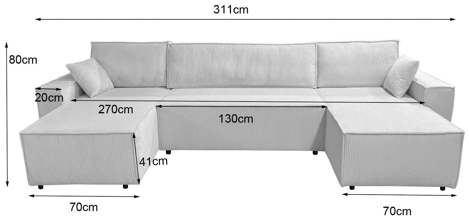 OTTO home Wohnlandschaft »CASSI L-Form, 311cm - OTTO. Verlässliche Qualität.« Schlaffunktion (133/270), Bettkasten, Cord, Unser Tiefpreis