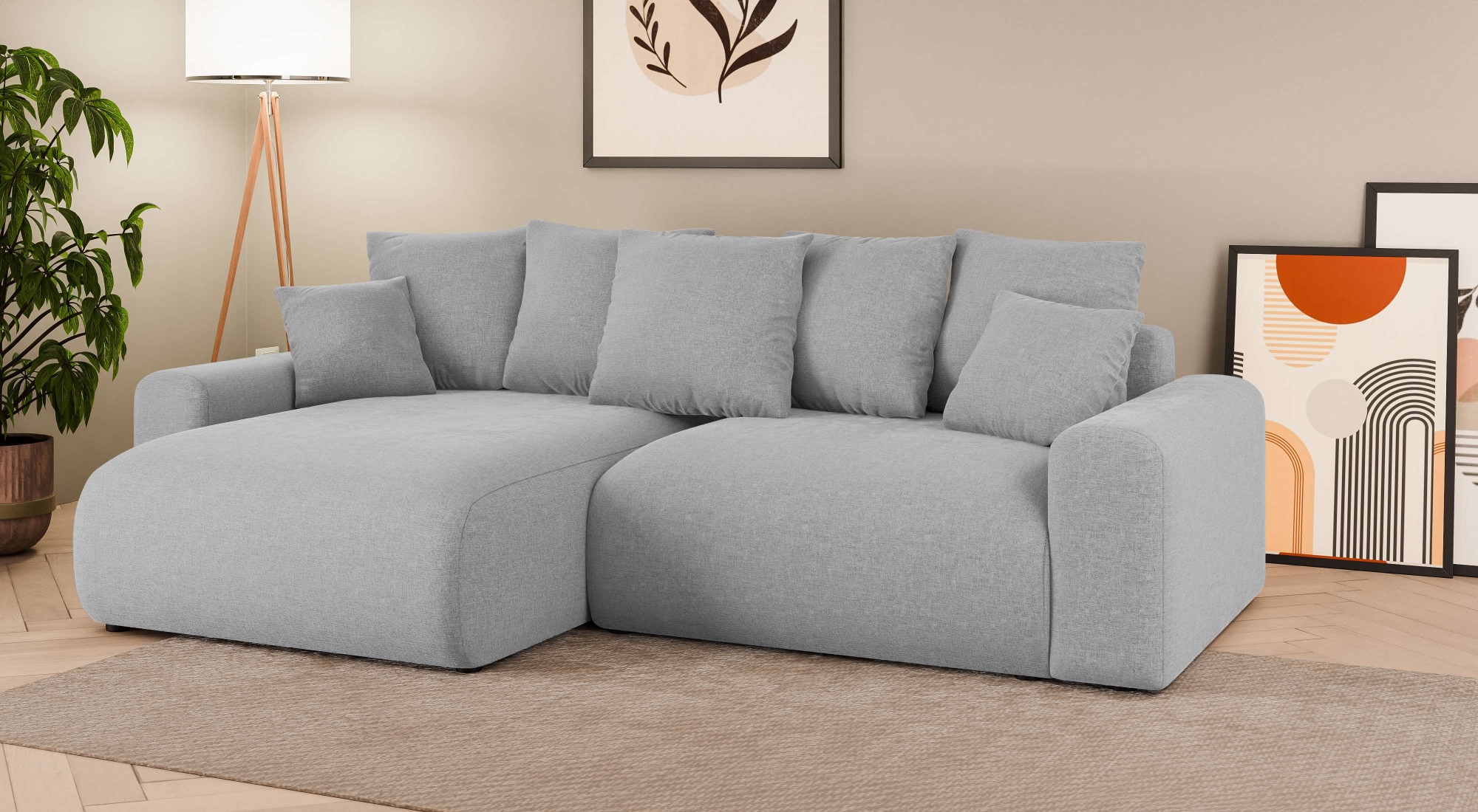 Home affaire Ecksofa »LAKESIDE klein mit Bettfunktion und Bettkasten, B/T/H 235/142/84 cm«, L-Form, Recamiere beidseitig montierbar, mit Wellenunterfederung