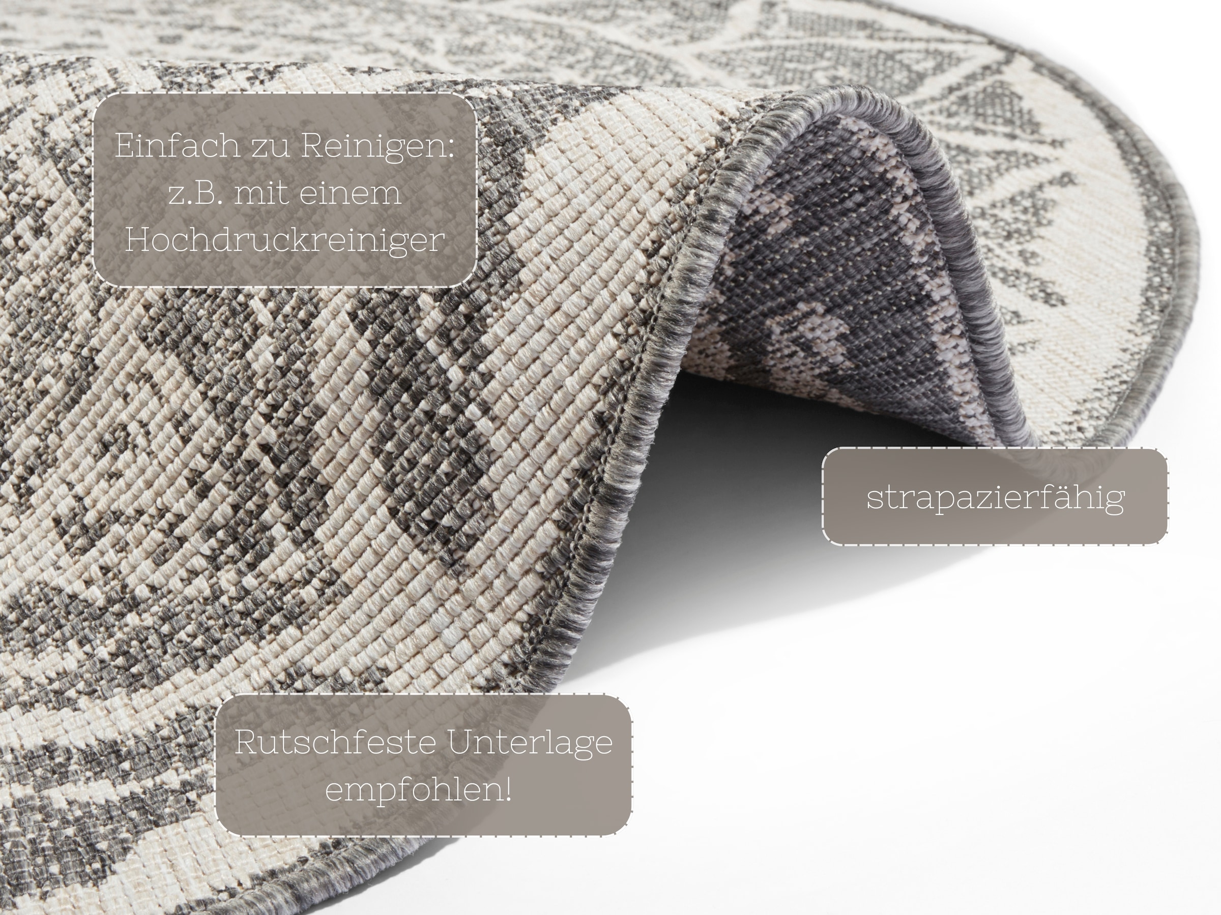 HANSE Home Teppich »Siruma Wendeteppich«, rund, 5 mm Höhe, In- & Outdoor, beidseitig, Orientalisch, Teppich, Garten, Flur