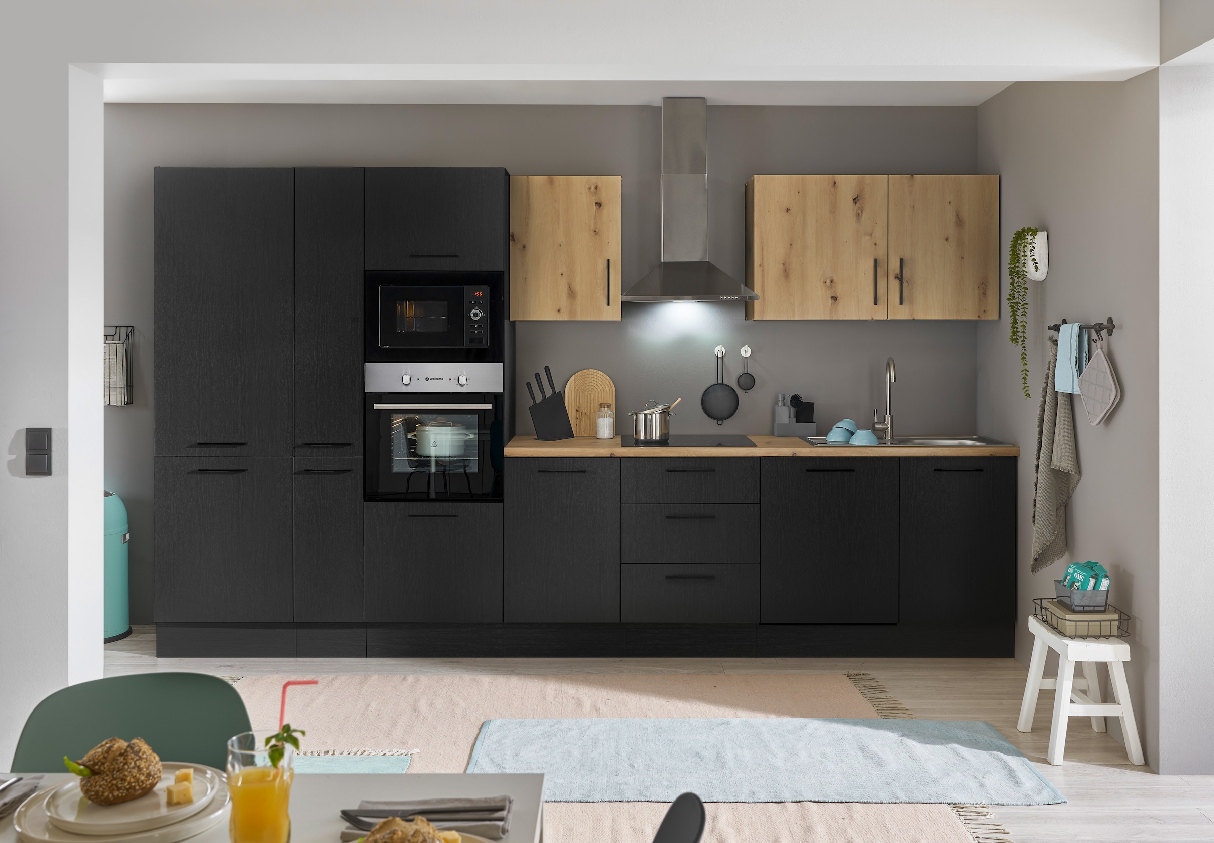 BASIC by Balculina Küchenzeile »Turin«, Breite 370 cm, wahlweise mit E-Geräten