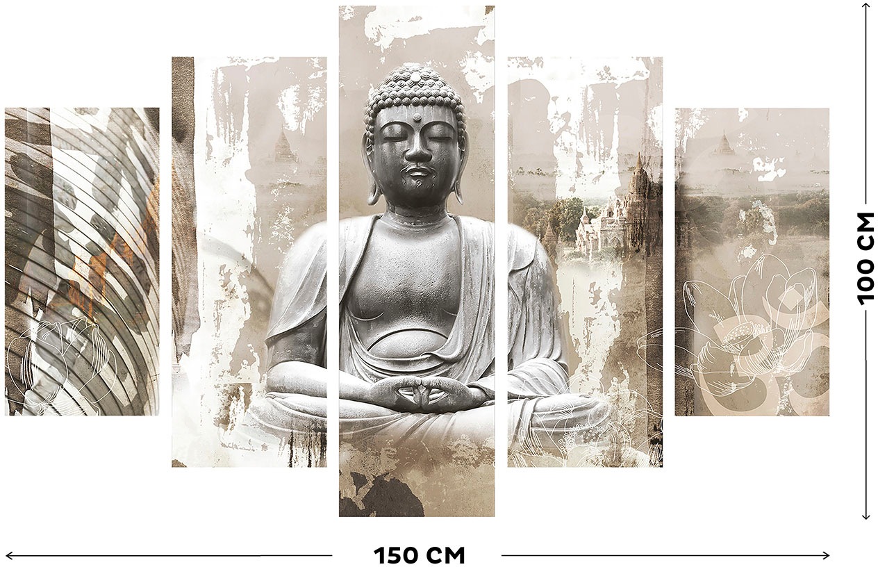 Art for the home Leinwandbild »Buddha XXL«, Buddha-Buddhafigur-Buddhismus, (Set, 5 St.)