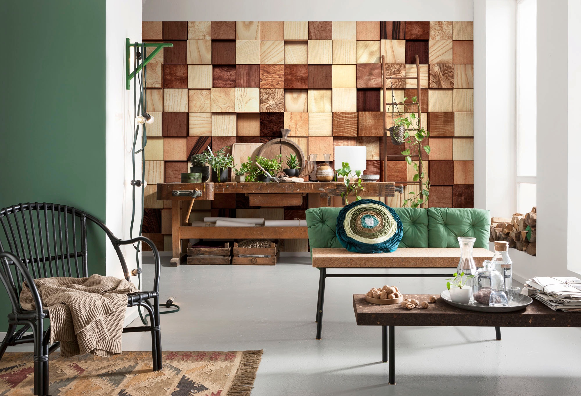Komar Fototapete »Lumbercheck - Größe 368 x 254 cm«, bedruckt, Wohnzimmer, Schlafzimmer