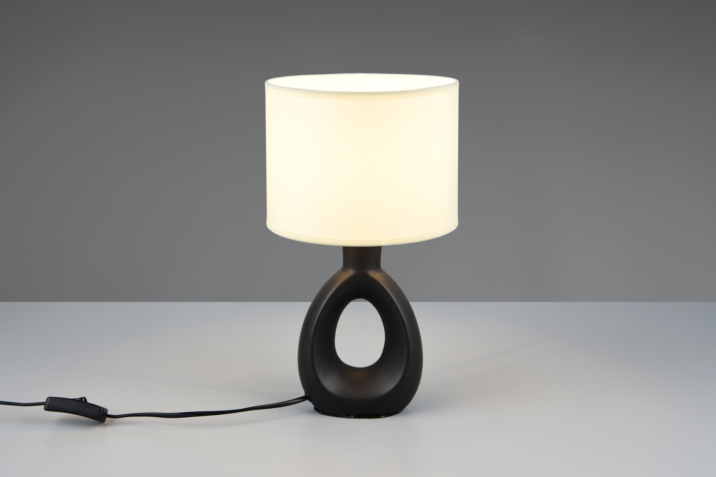 Leonique Tischlampe »Charmont, Deko Tischleuchte mit Stoffschirm, Schnurschalter exkl 1xE14«, 1 flammig, Leuchtmittel E14 | Leuchtmittel wechselbar, max. 40W, Ø 20cm Höhe 35,5 cm Nachttischleuchte Tischlampe Kommode