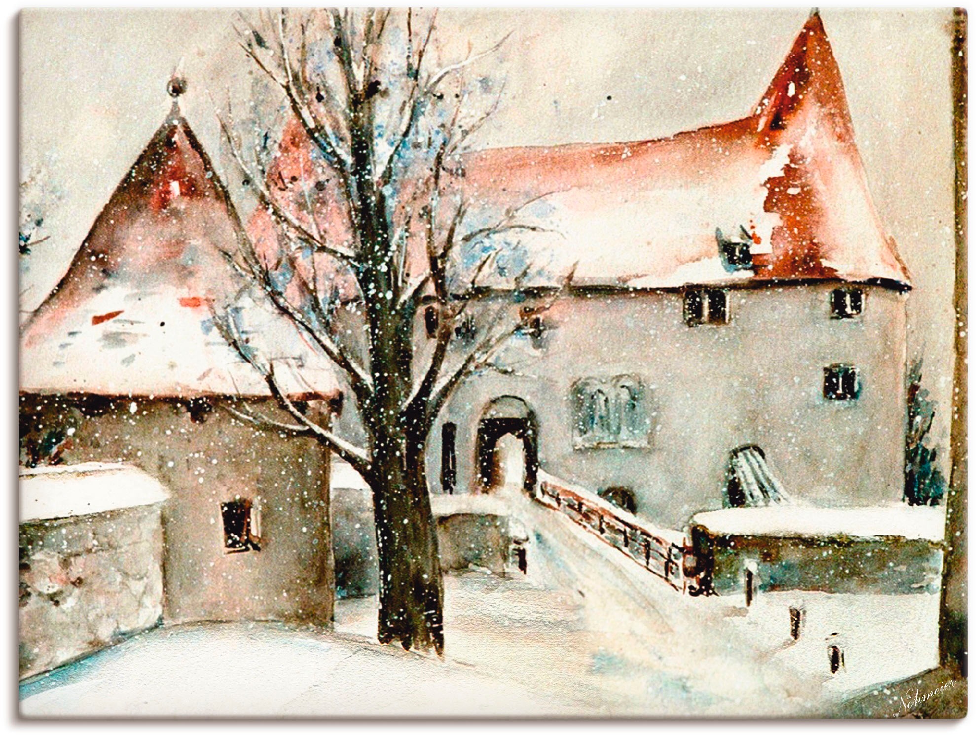 Artland Wandbild »Winter auf der Burg« Gebäude 1 Stk. tlg. als Leinwandbild günstig online kaufen