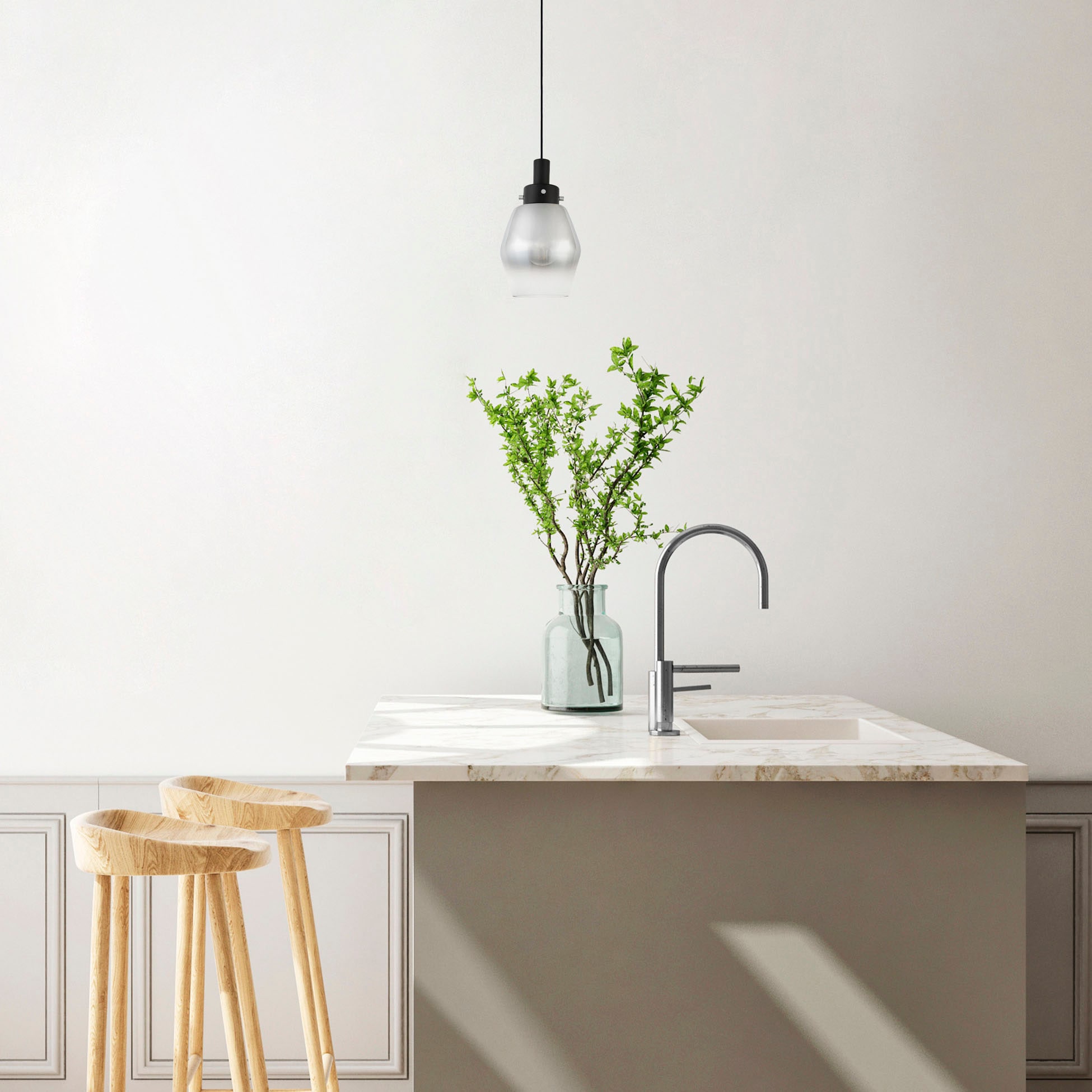 Paco Home Pendelleuchte »DORA«, Leuchtmittel E27 | ohne Leuchtmittel, Hängelampe Pendelleuche Glas Esstisch Industriell Vintage E27 Modern