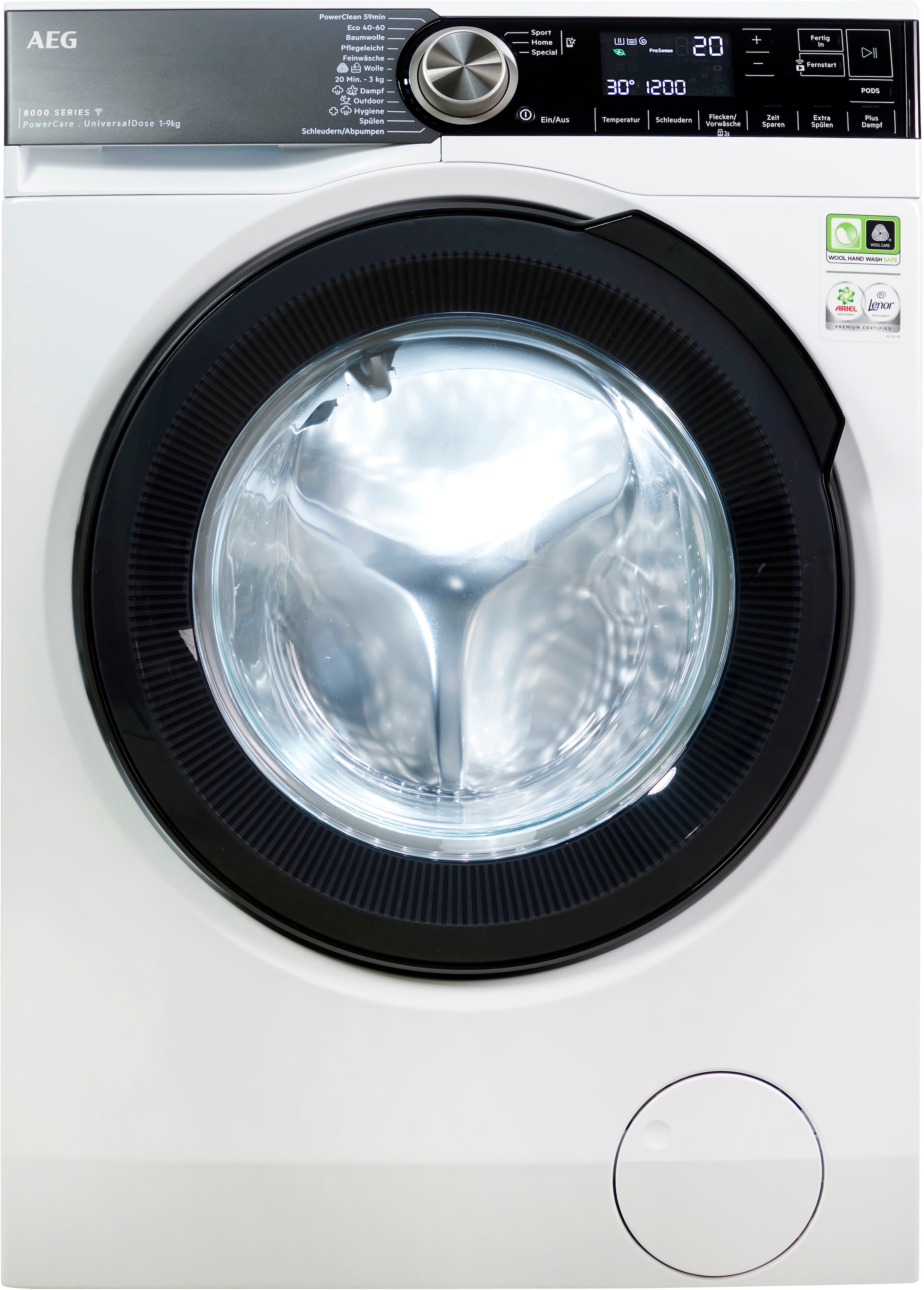 AEG Waschmaschine 8000 Series »LR8E80690 914501317«, 9 kg, 1600 U/min, PowerClean - Fleckenentfernung in 59 Min. bei nur 30 °C & Wifi